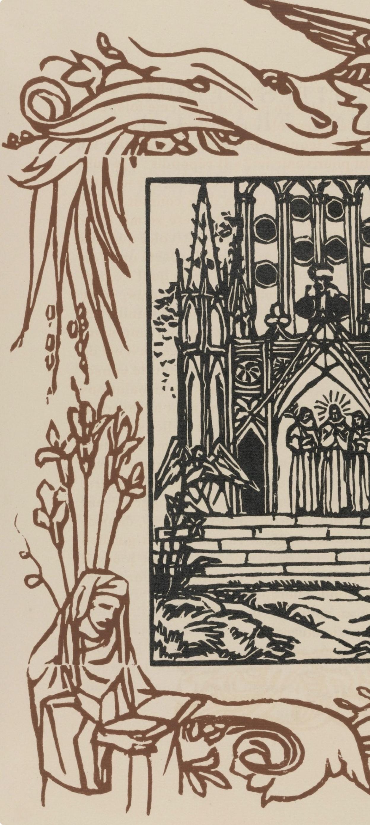 Émile Bernard, Composition (Morane, No. 100), Les Petites Fleurs de St. Françoise, Limited Edition Woodcut