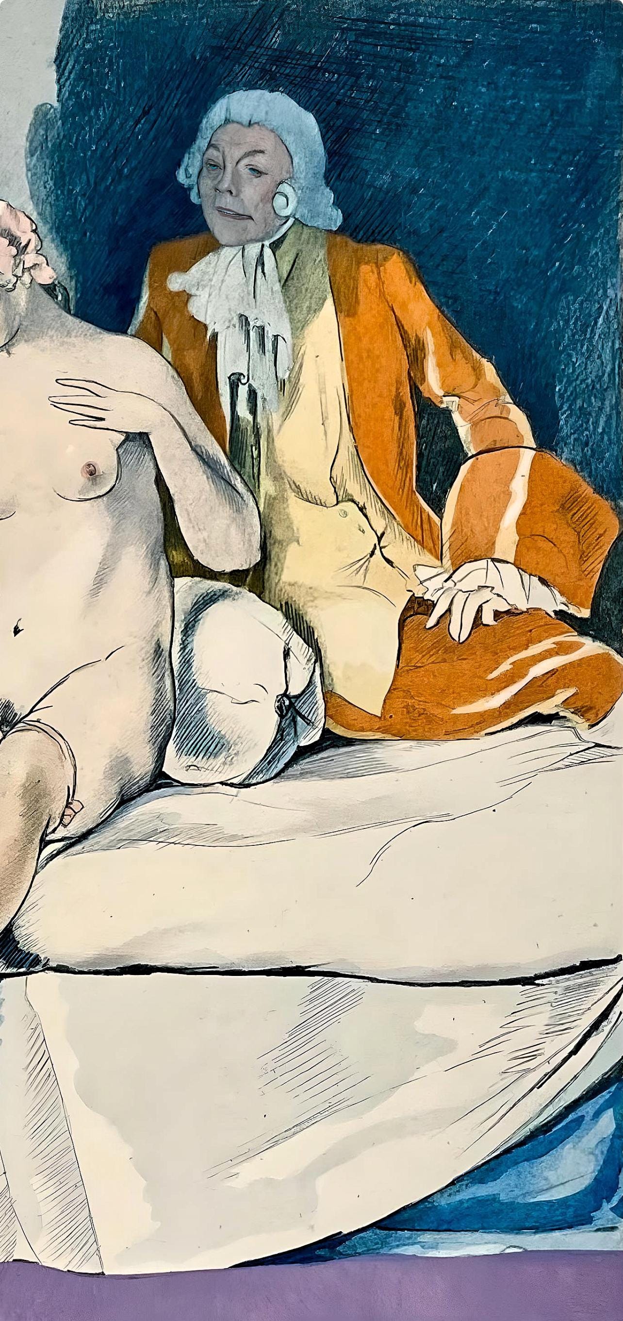 Umberto Brunelleschi, Composition, La Leçon d'amour dans un parc, Limited Edition Lithograph