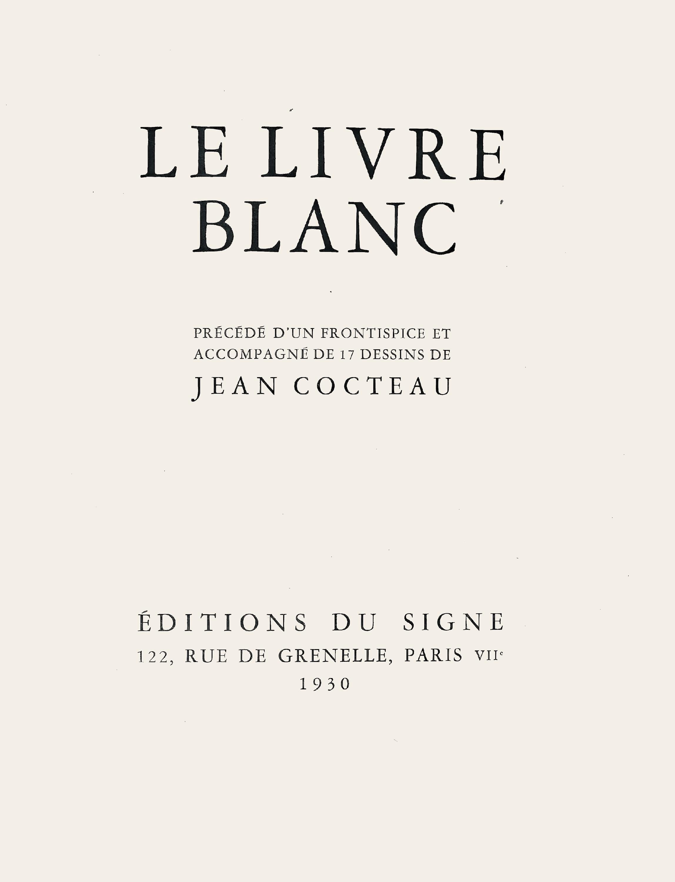 Jean Cocteau, Composition, Le Livre Blanc, Limited Edition Lithograph