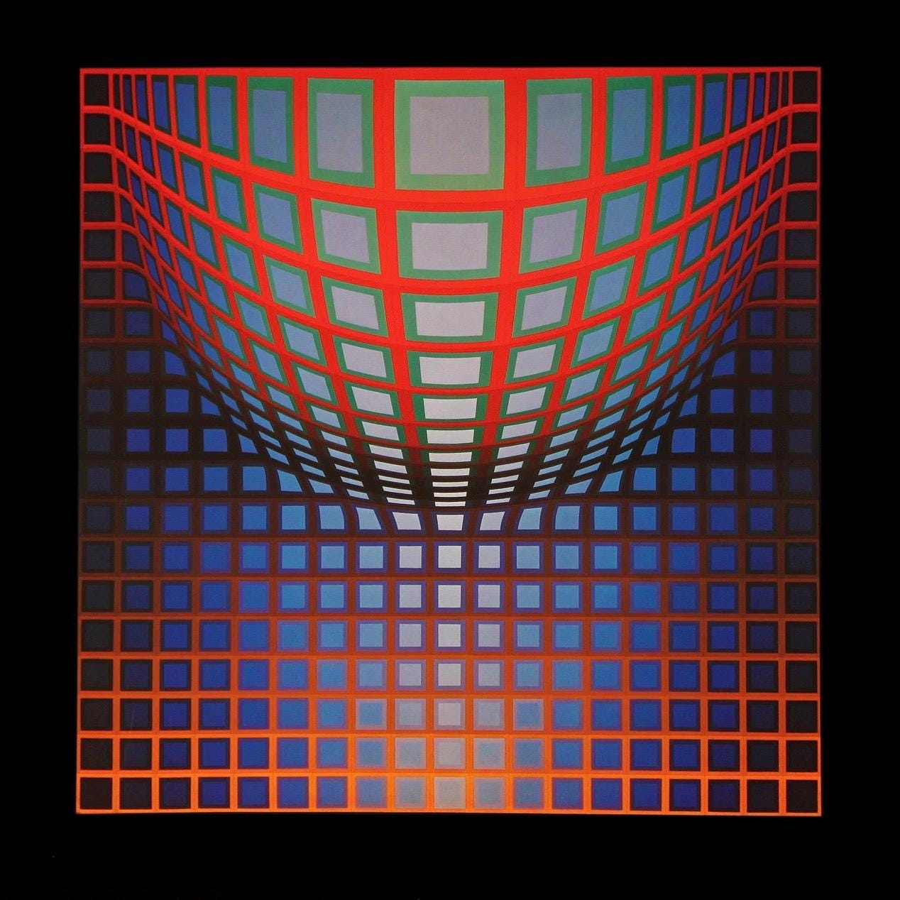 Victor Vasarely, Composition, Damier, Limited Edition Héliogravure