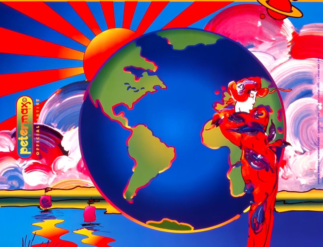 Peter Max, Earth Day, 1995, Hand Signed, Official Edition Offset Lithograph