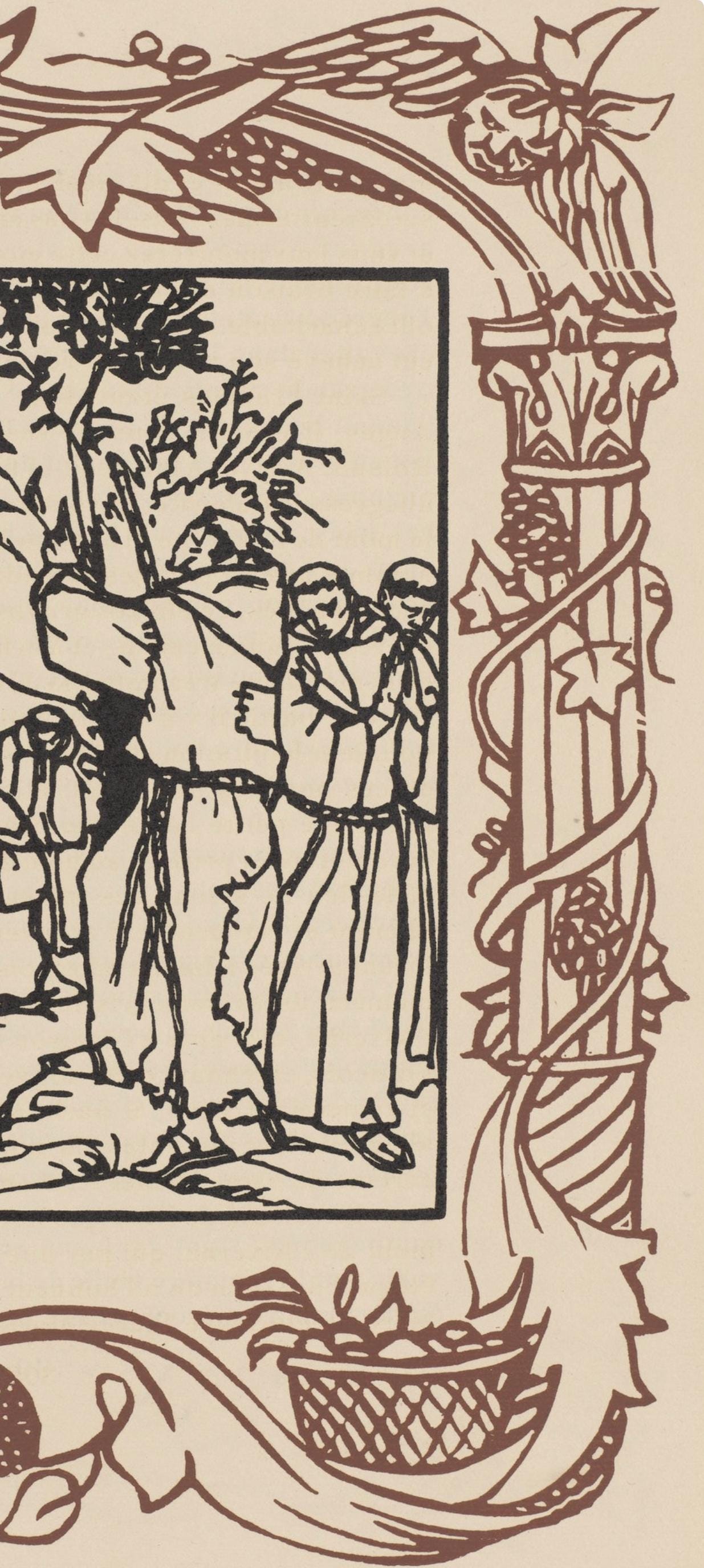 Émile Bernard, Composition (Morane, No. 100), Les Petites Fleurs de St. Françoise, Limited Edition Woodcut