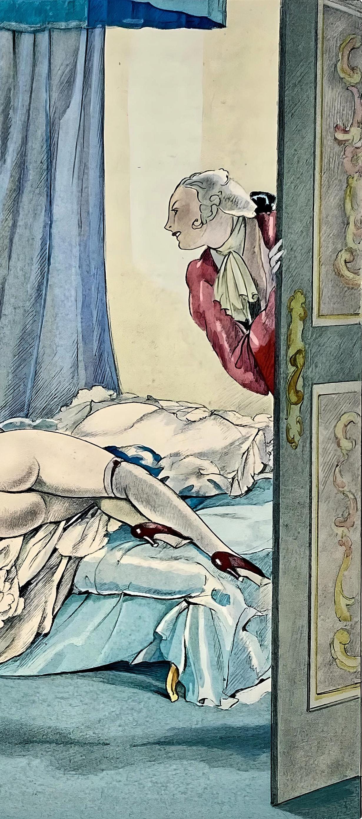 Umberto Brunelleschi, Composition, La Leçon d'amour dans un parc, Limited Edition Lithograph