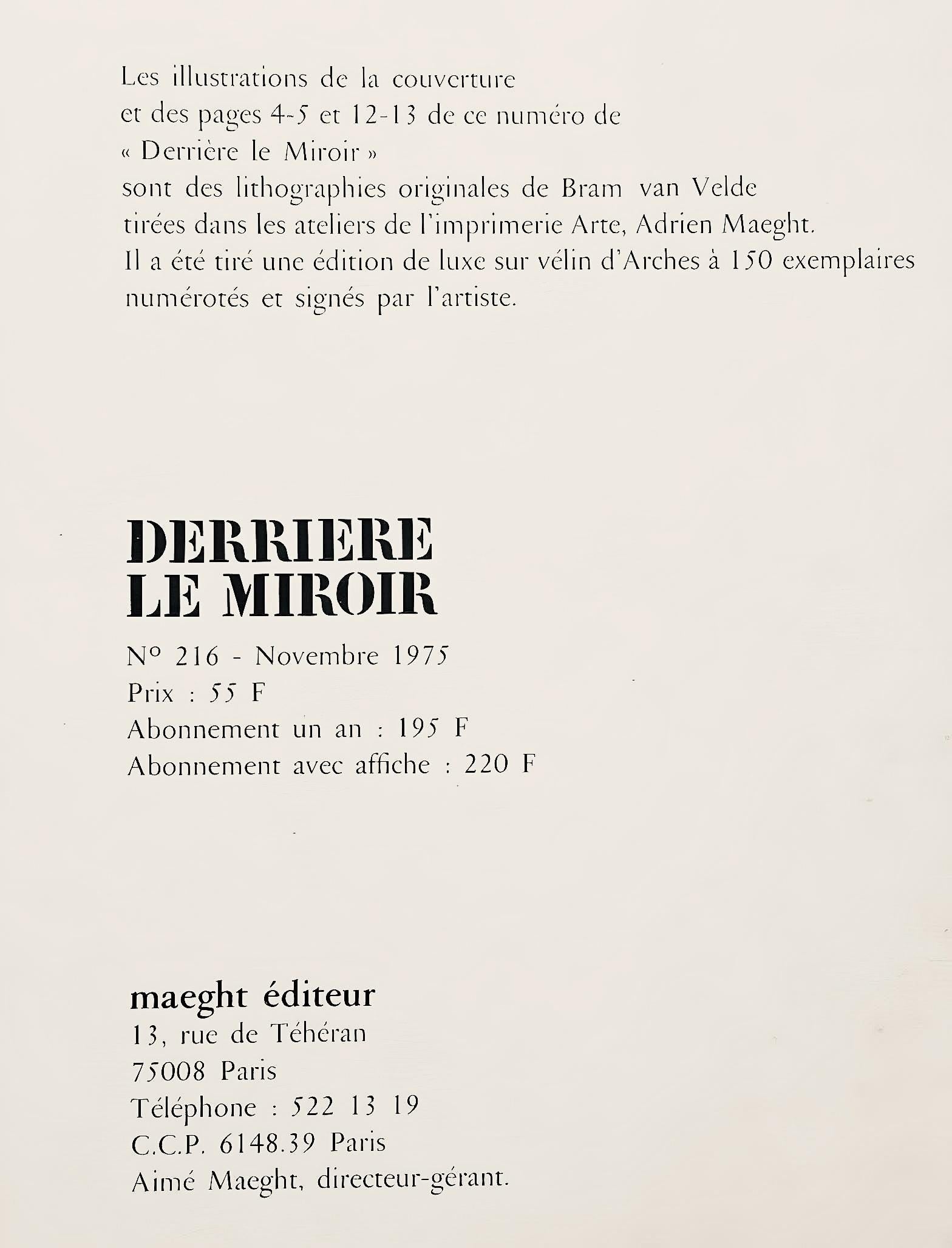 Geer Van Velde, Composition, Derrière le miroir, Limited Edition Lithograph