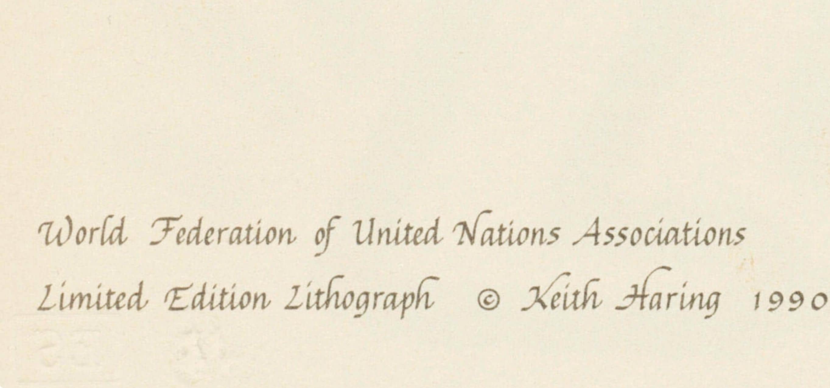 Keith Haring, Fight Aids Worldwide, World Federation of United Nations Associations, Limited Edition Lithograph