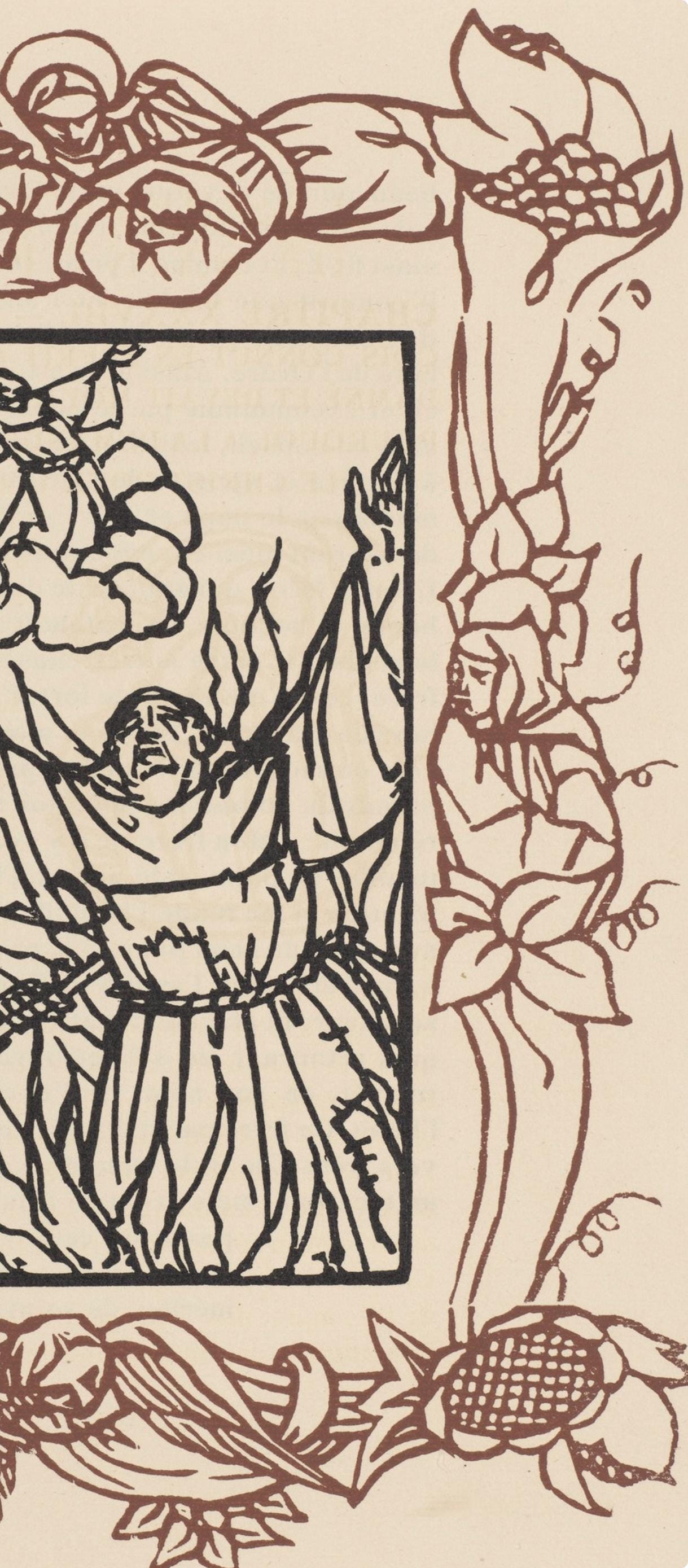 Émile Bernard, Composition (Morane, No. 100), Les Petites Fleurs de St. Françoise, Limited Edition Woodcut
