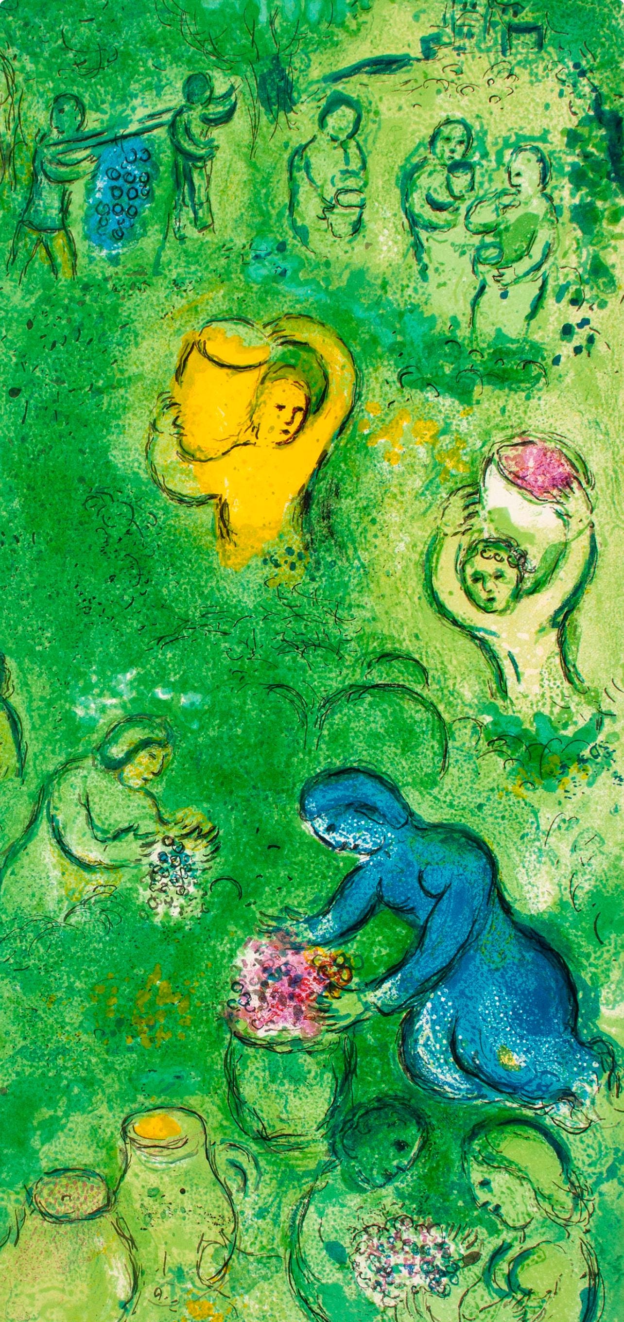 Marc Chagall, Découverte de Daphnis par Lamon, Daphnis et Chloé, Limited Edition Héliogravure