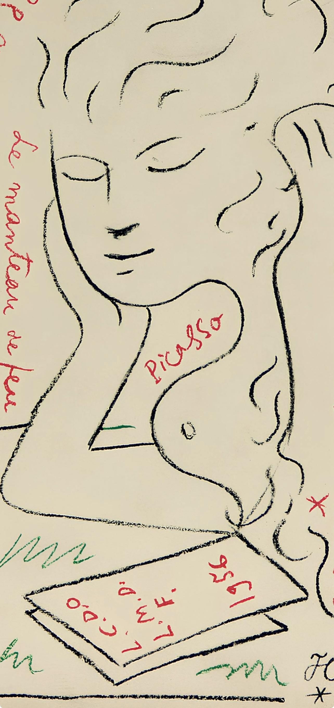 Jean Cocteau, Composition, Sous le Manteau de Feu, Limited Edition Lithograph