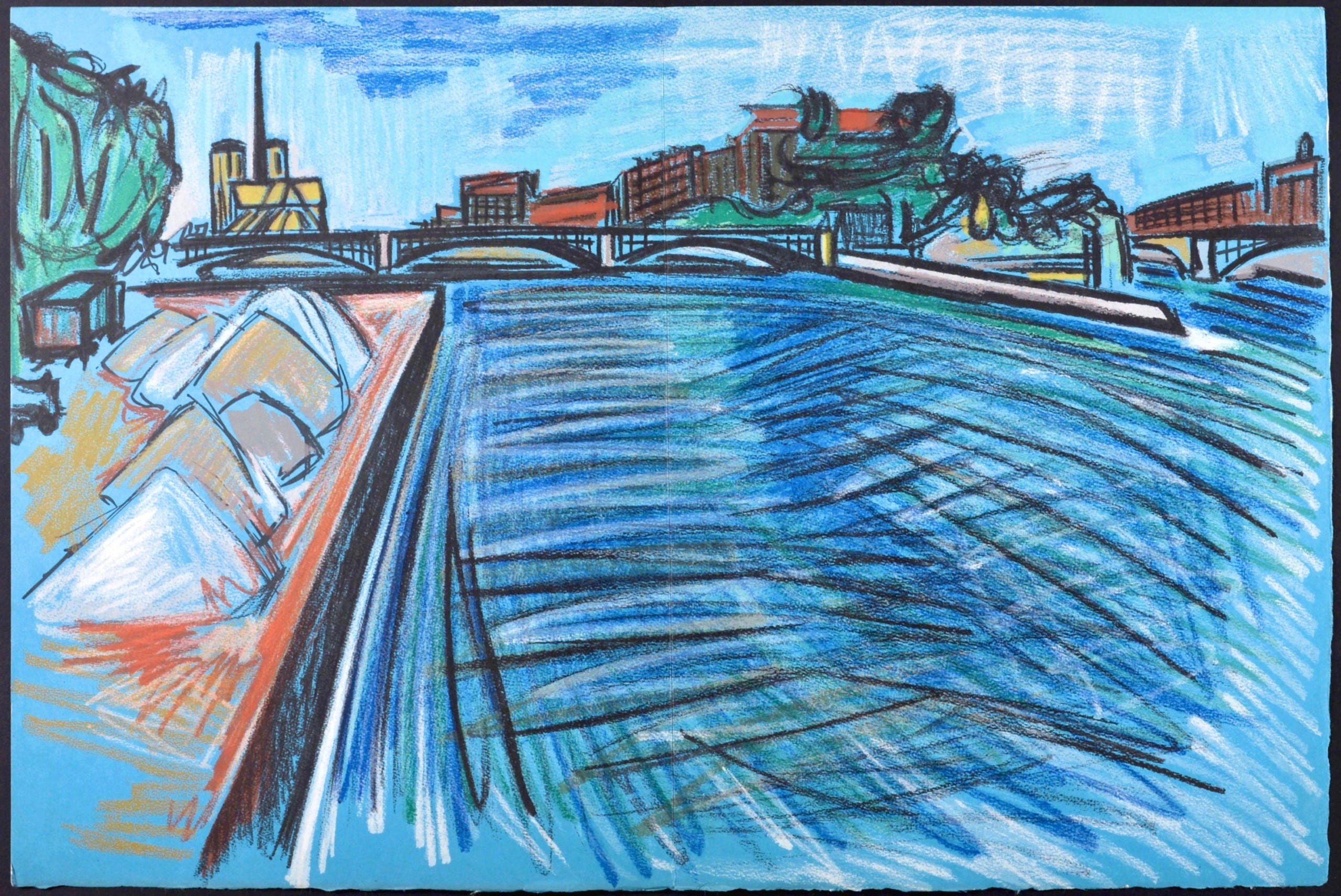 Isis Kischka, Pont des Arts, Au Temps de Paris Seine, Limited Edition Lithograph