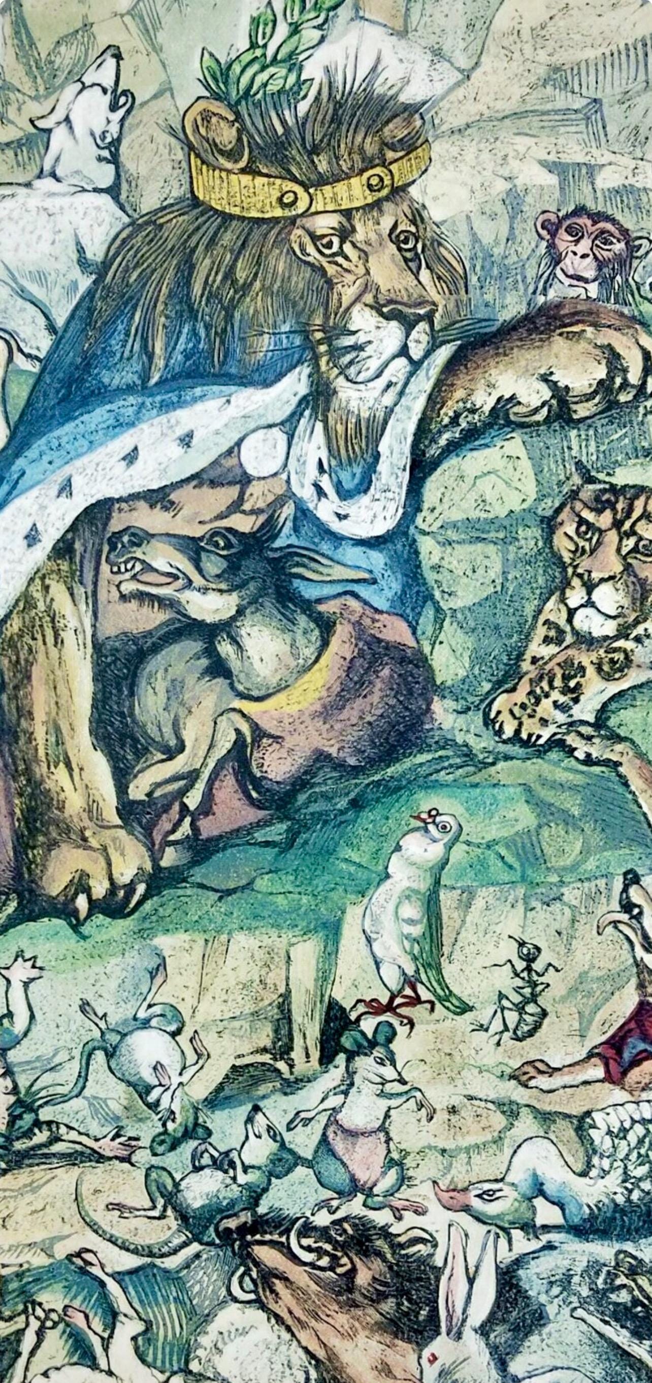 Léonard Tsugouharu Foujita (藤田 嗣治), Les animaux malades de la peste, Vingt fables de La fontaine, Limited Edition Woodcut