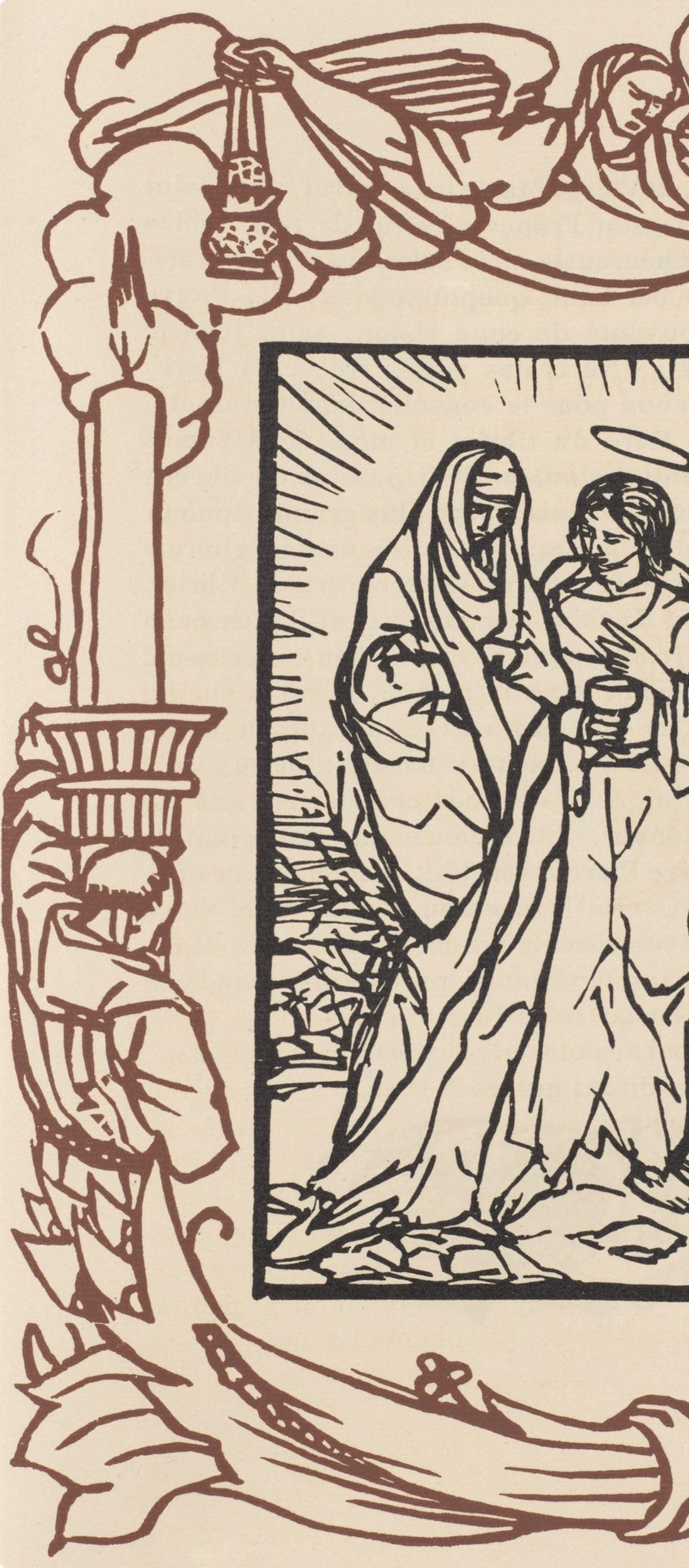 Émile Bernard, Composition (Morane, No. 100), Les Petites Fleurs de St. Françoise, Limited Edition Woodcut