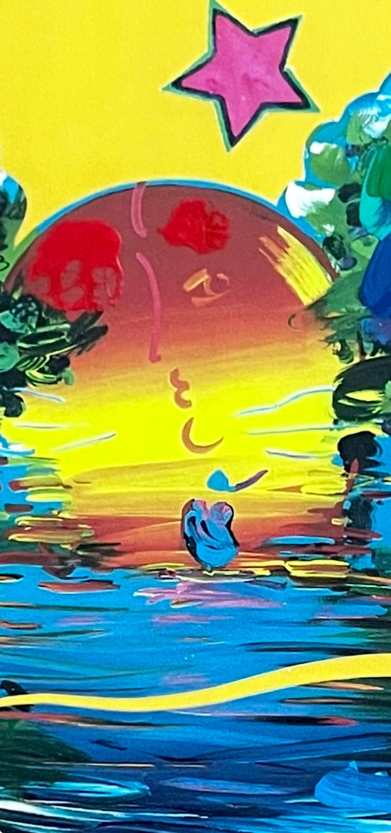 Peter Max, Better World, Hand Signed, Mixed Media Acrylic and Lithograph Painting