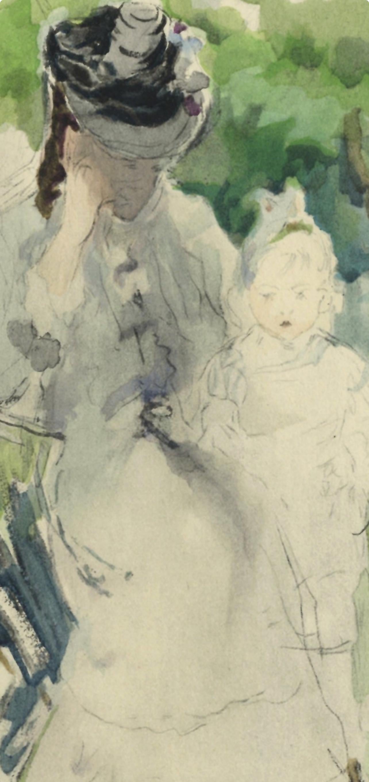 Berthe Morisot, Madame Pontillon et sa fille Blanche, Berthe Morisot Seize Aquarelles, Limited Edition Lithograph