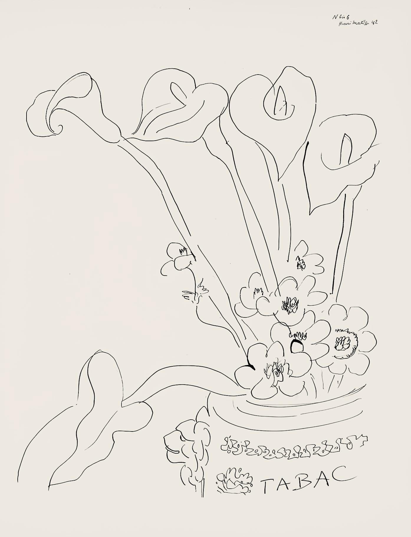 Henri Matisse, Série N Gc'S, var. 6 (Duthuit 9), Henri Matisse, Dessins, Thèmes et variations, Limited Edition Lithograph