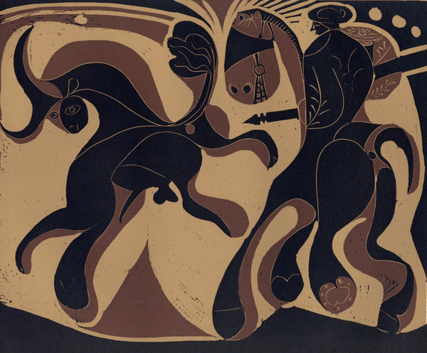 Pablo Picasso, Picador and Fleeing Bull (Orozco 214), Grabados al linóleo, Limited Edition Linocut
