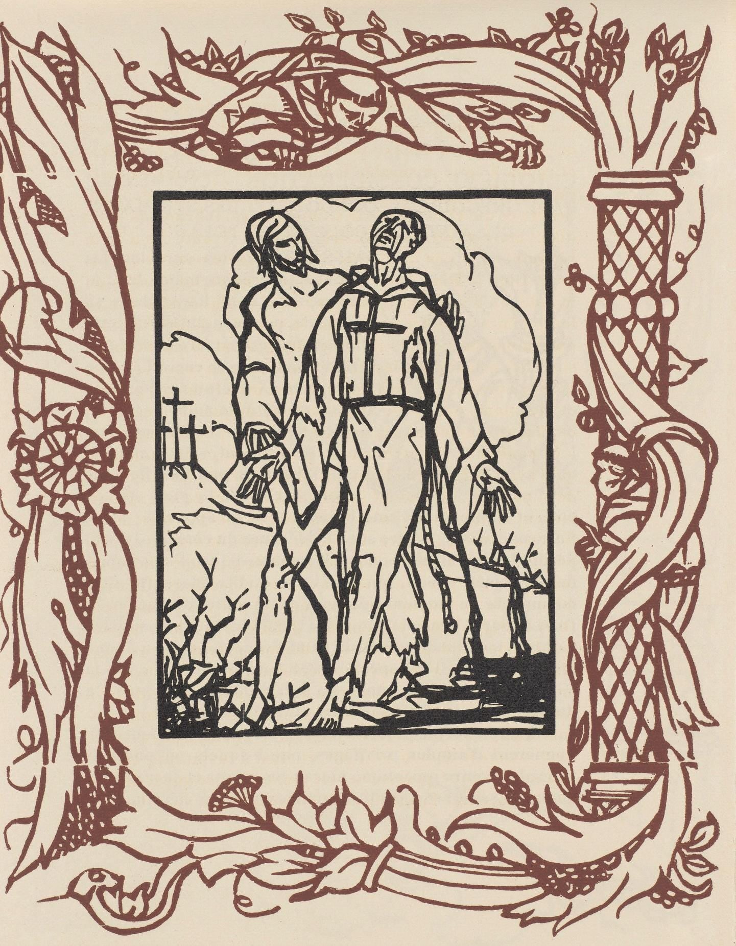 Émile Bernard, Composition (Morane, No. 100), Les Petites Fleurs de St. Françoise, Limited Edition Woodcut