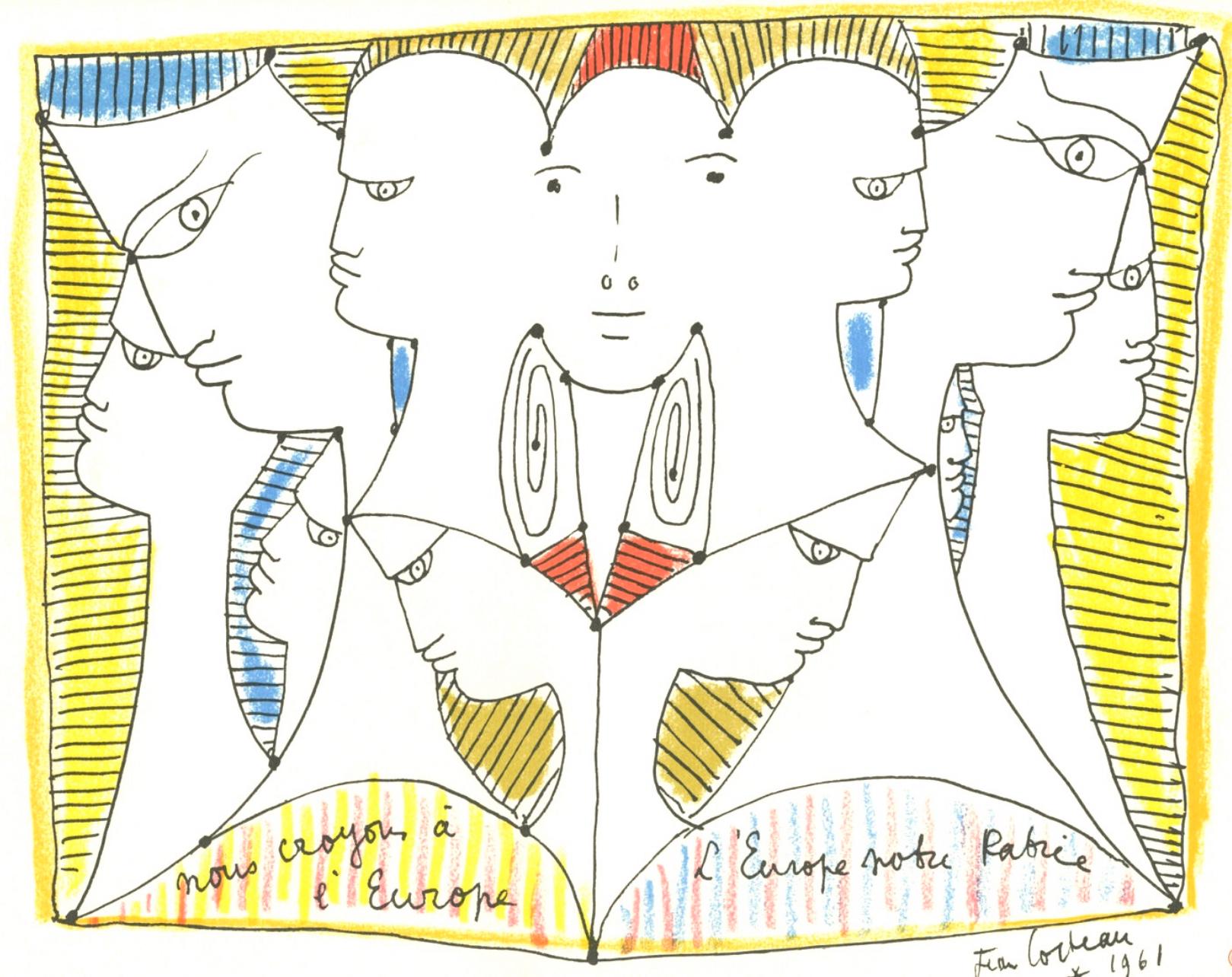Jean Cocteau, Composition, Nous croyons en l'Europe, Limited Edition Silkscreen