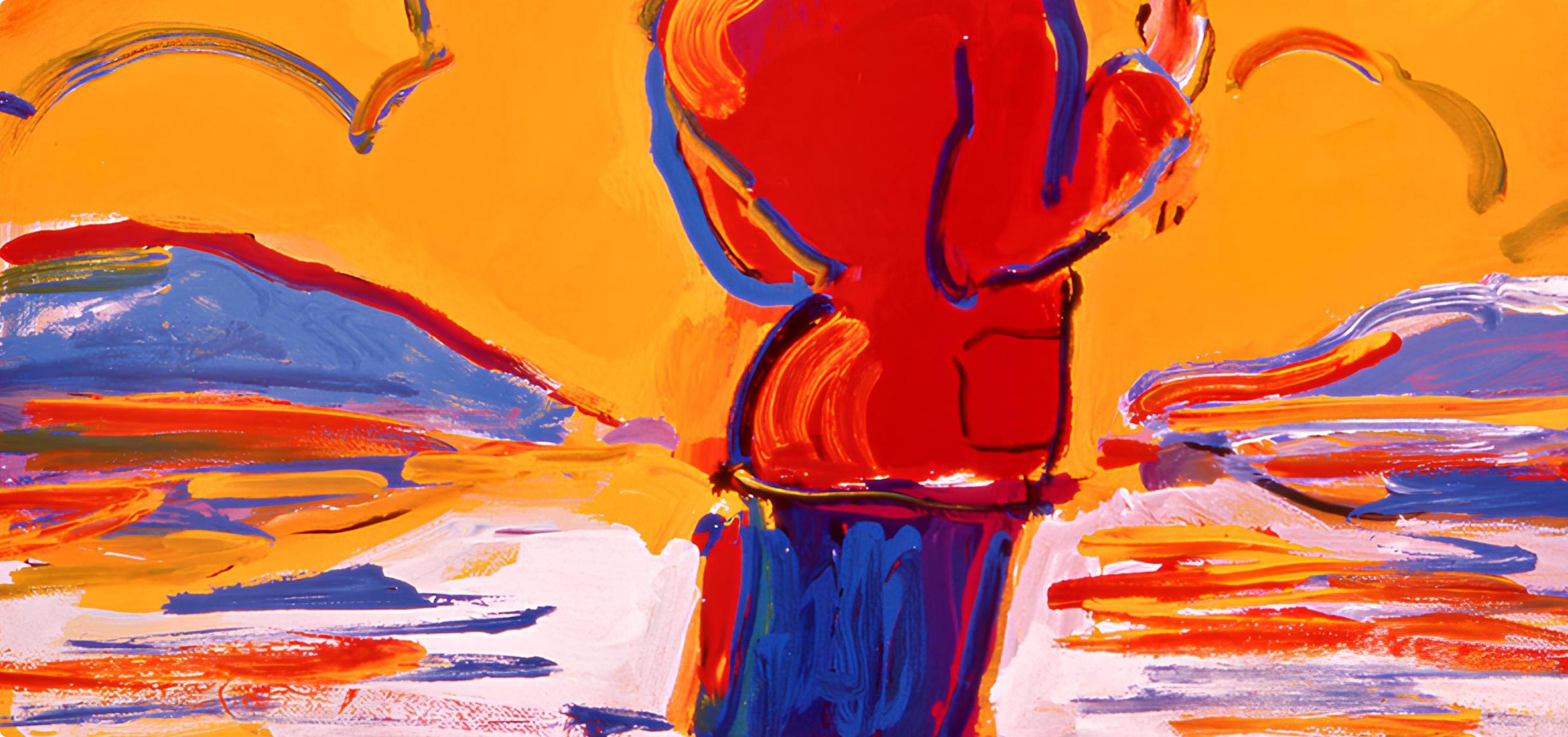 Peter Max, Umbrella Man at Sea, 2000, Hand Signed, Official Edition Offset Lithograph