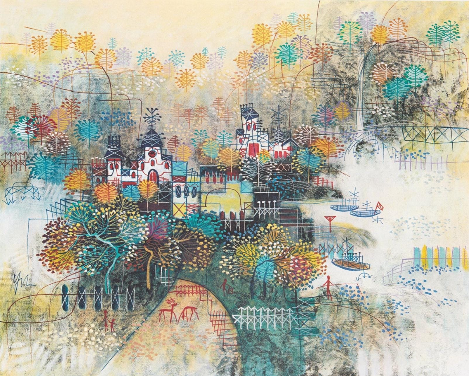 Heshi Yu, Springtime, Original Edition Offset Lithograph