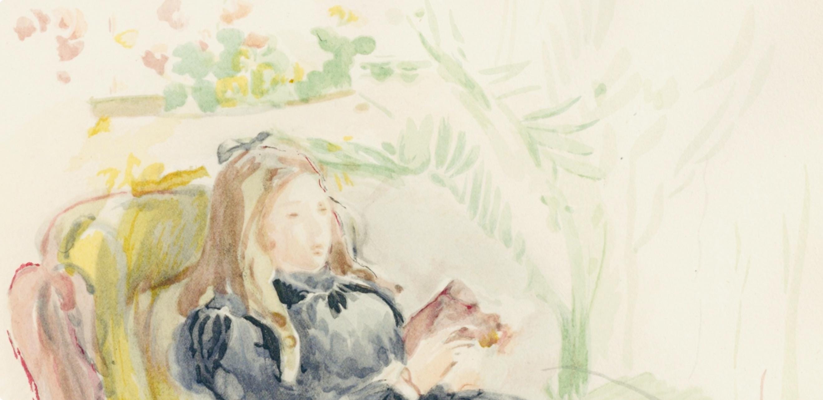 Berthe Morisot, Jeune Femme sur le sofa, Berthe Morisot Seize Aquarelles, Limited Edition Lithograph