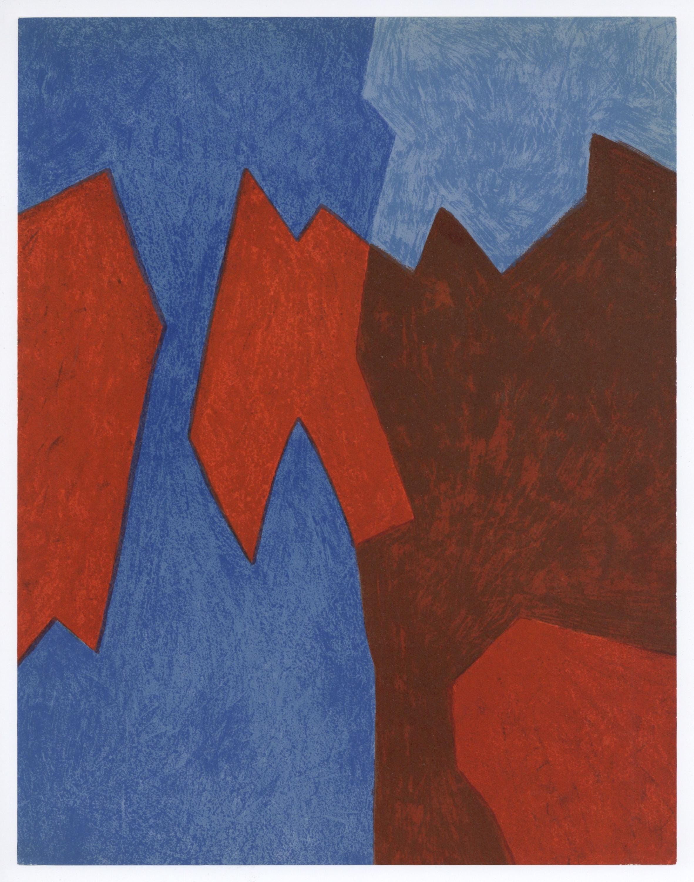 Serge Poliakoff, Composition rouge/bleu (Poliakoff/Schneider 68), XXe siècle, Limited Edition Lithograph