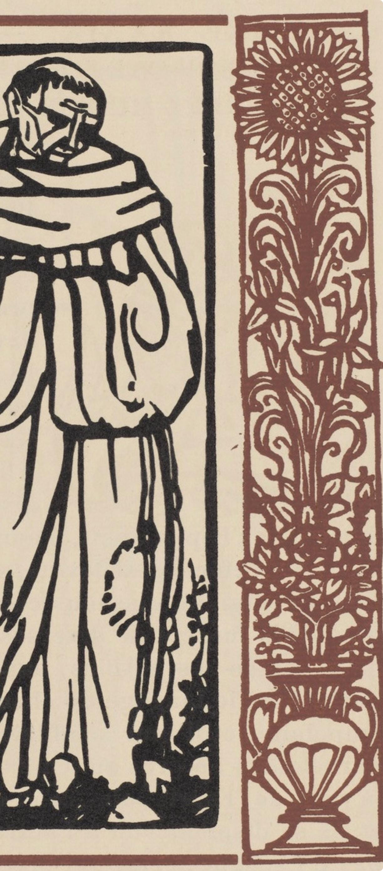Émile Bernard, Composition (Morane, No. 100), Les Petites Fleurs de St. Françoise, Limited Edition Woodcut