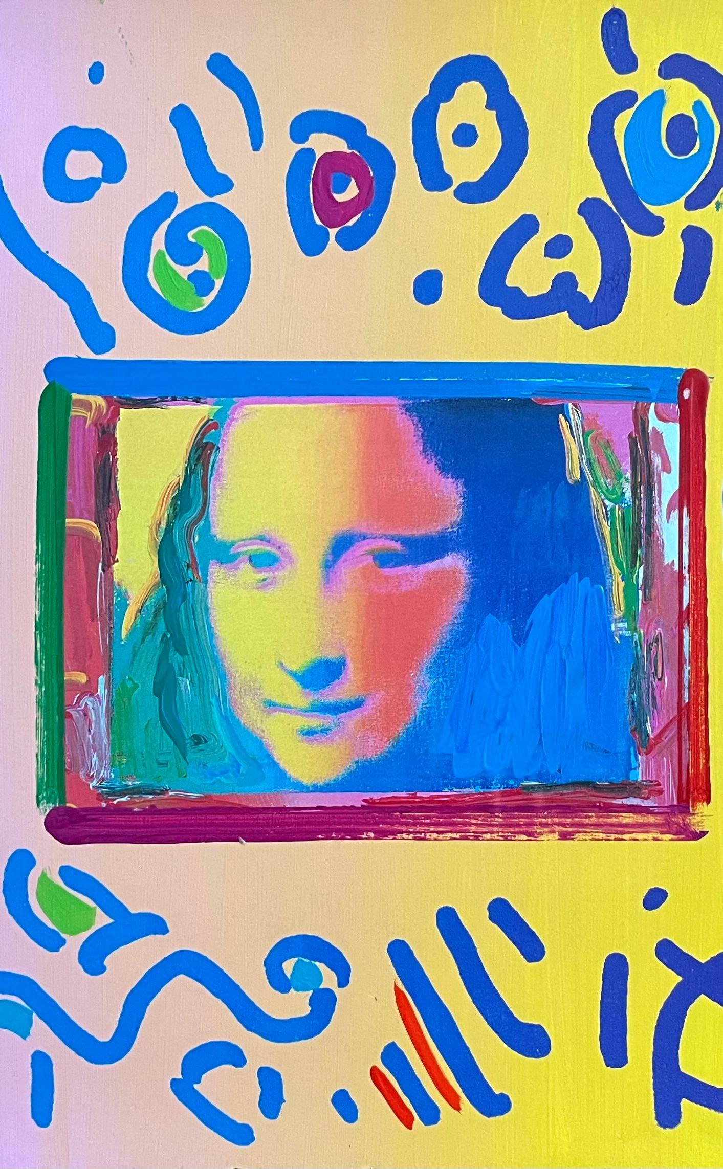 Peter Max, Mona Lisa, Hand Signed, Mixed Media Acrylic and Lithograph Painting