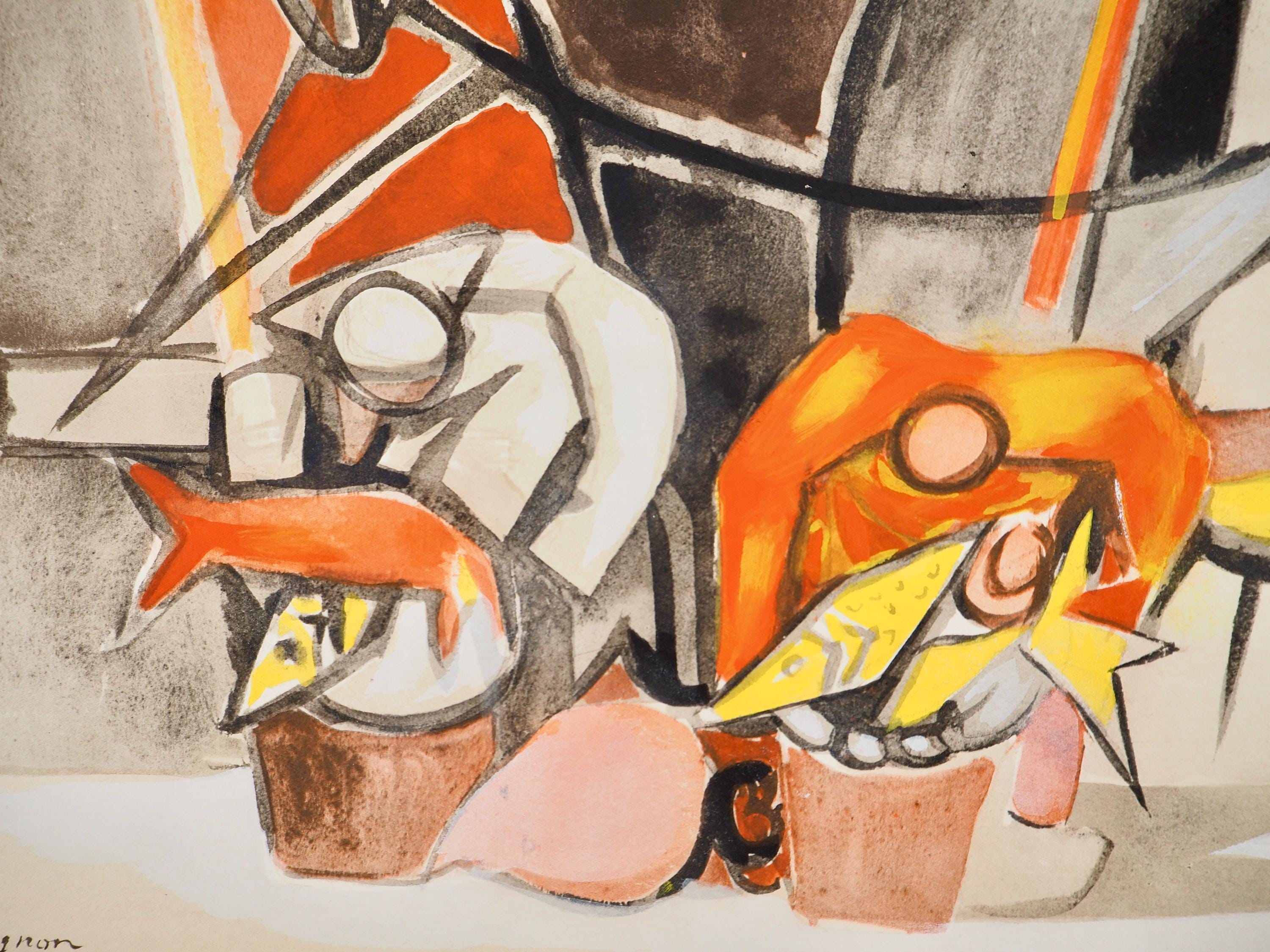 Édouard Pignon, Composition, Arbres et Voiles, Limited Edition Lithograph