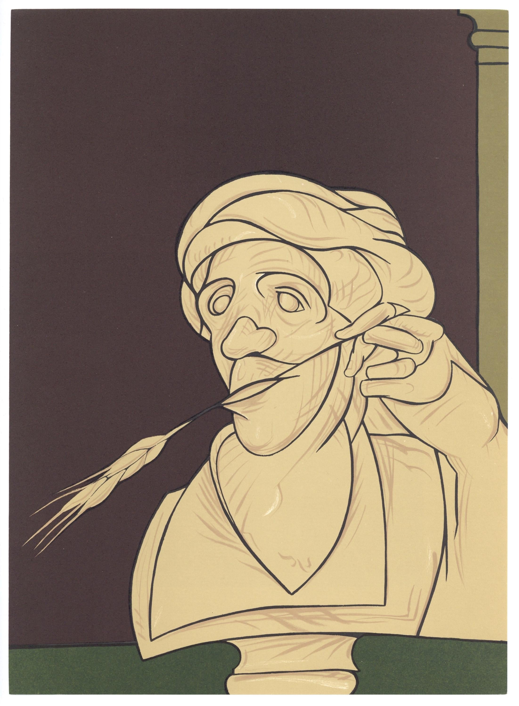 Valerio Adami, Composition, Hommage à Aimé et Marguerite Maeght, Derrière le miroir, Limited Edition Lithograph