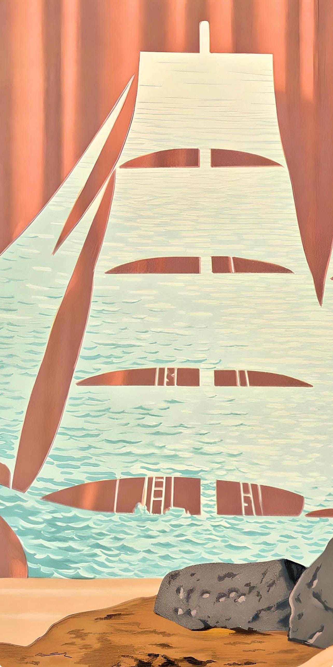 René Magritte, Un Séduisant Navire d'eau de Mer, Les Enfants Trouvés de Magritte, Limited Edition Lithograph