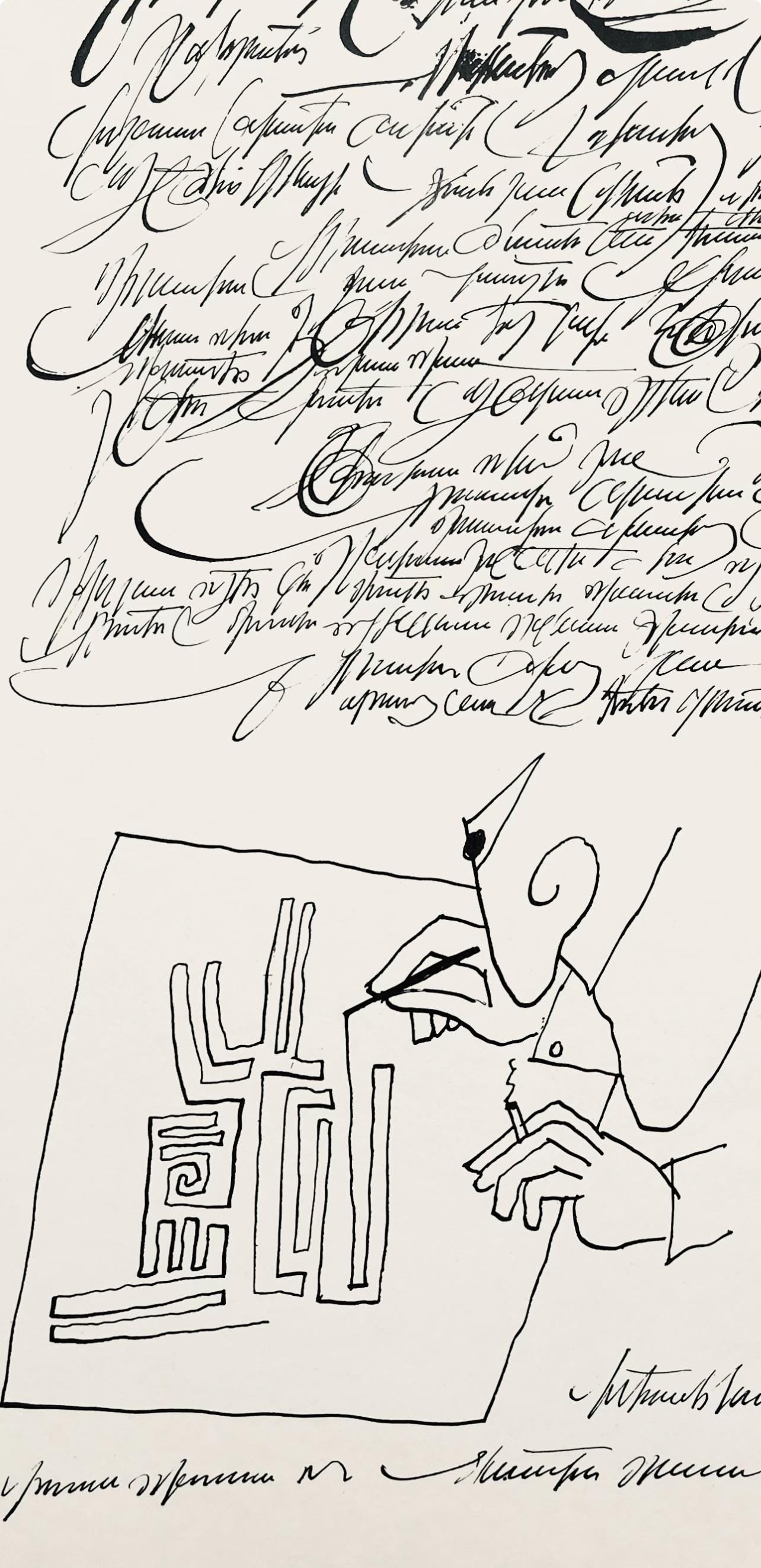 Saul Steinberg, Composition, Derrière le miroir, Limited Edition Lithograph