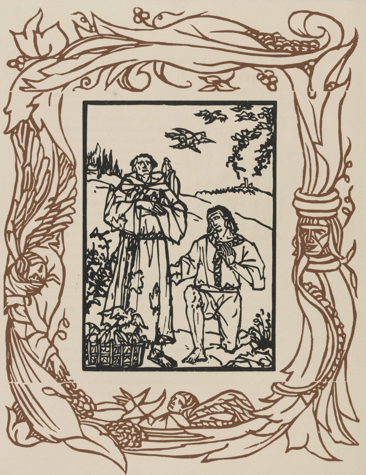 Émile Bernard, Composition (Morane, No. 100), Les Petites Fleurs de St. Françoise, Limited Edition Woodcut