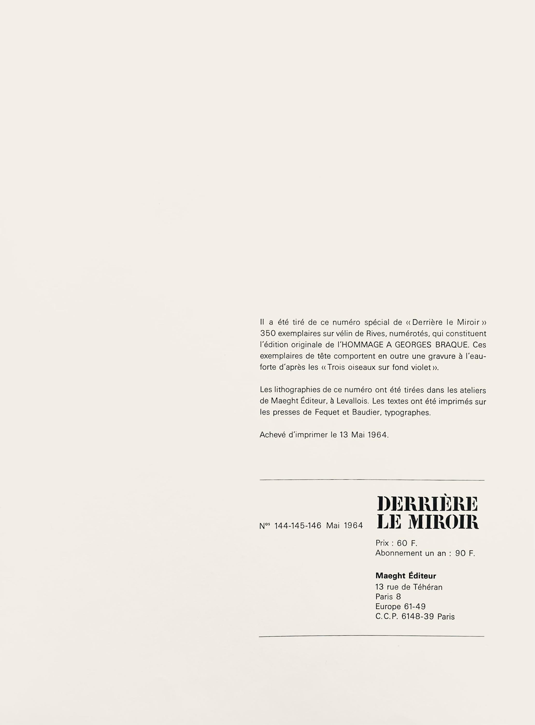 Joan Miró, Poême pour Georges Braque (Cramer 87), l’Hommage à Georges Braque, Derrière le miroir, Limited Edition Lithograph