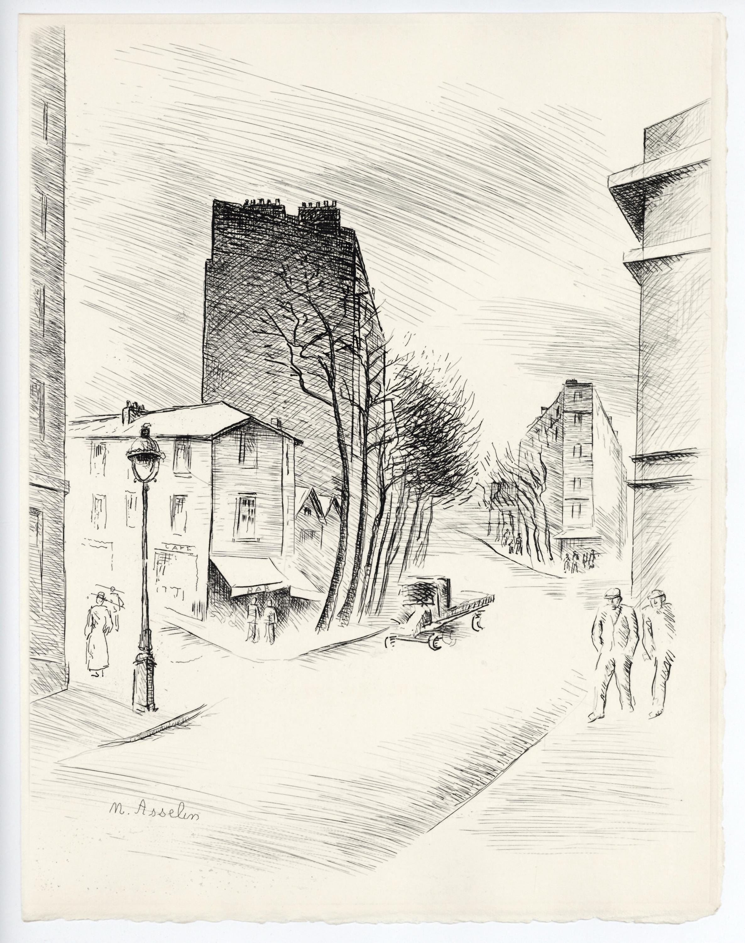 Maurice Asselin, Belleville a vol d'âme, A La gloire à Paris, Limited Edition Etching