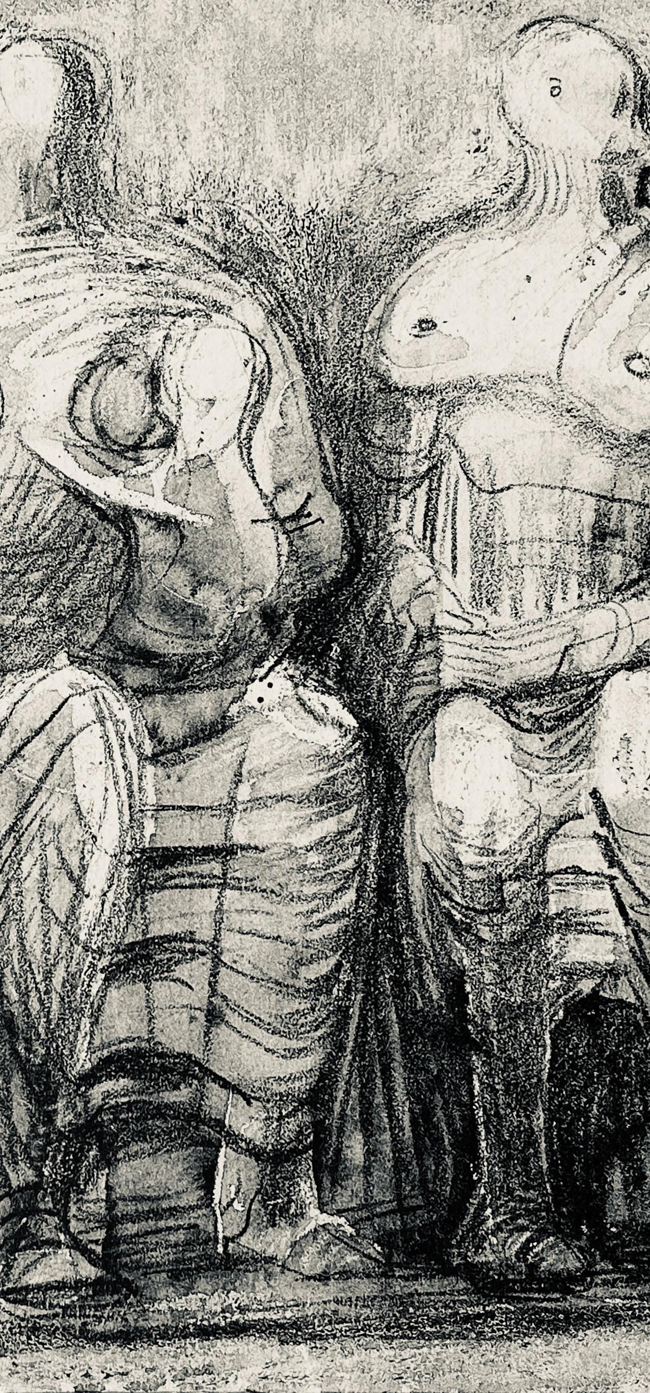 Henry Moore, Three Figures with Children, The Drawings of Henry Moore, Limited Edition Lithograph