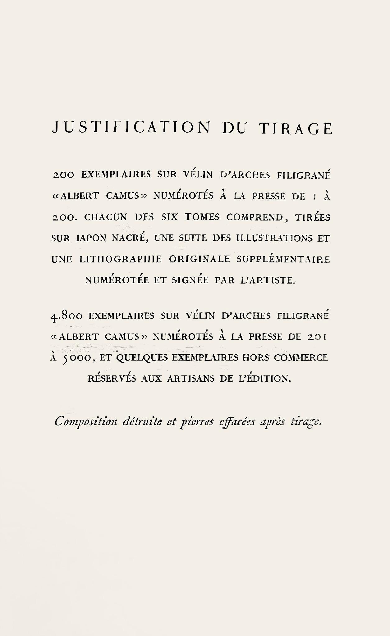 André Masson, Composition, Œuvres complètes d'Albert Camus, Limited Edition Lithograph