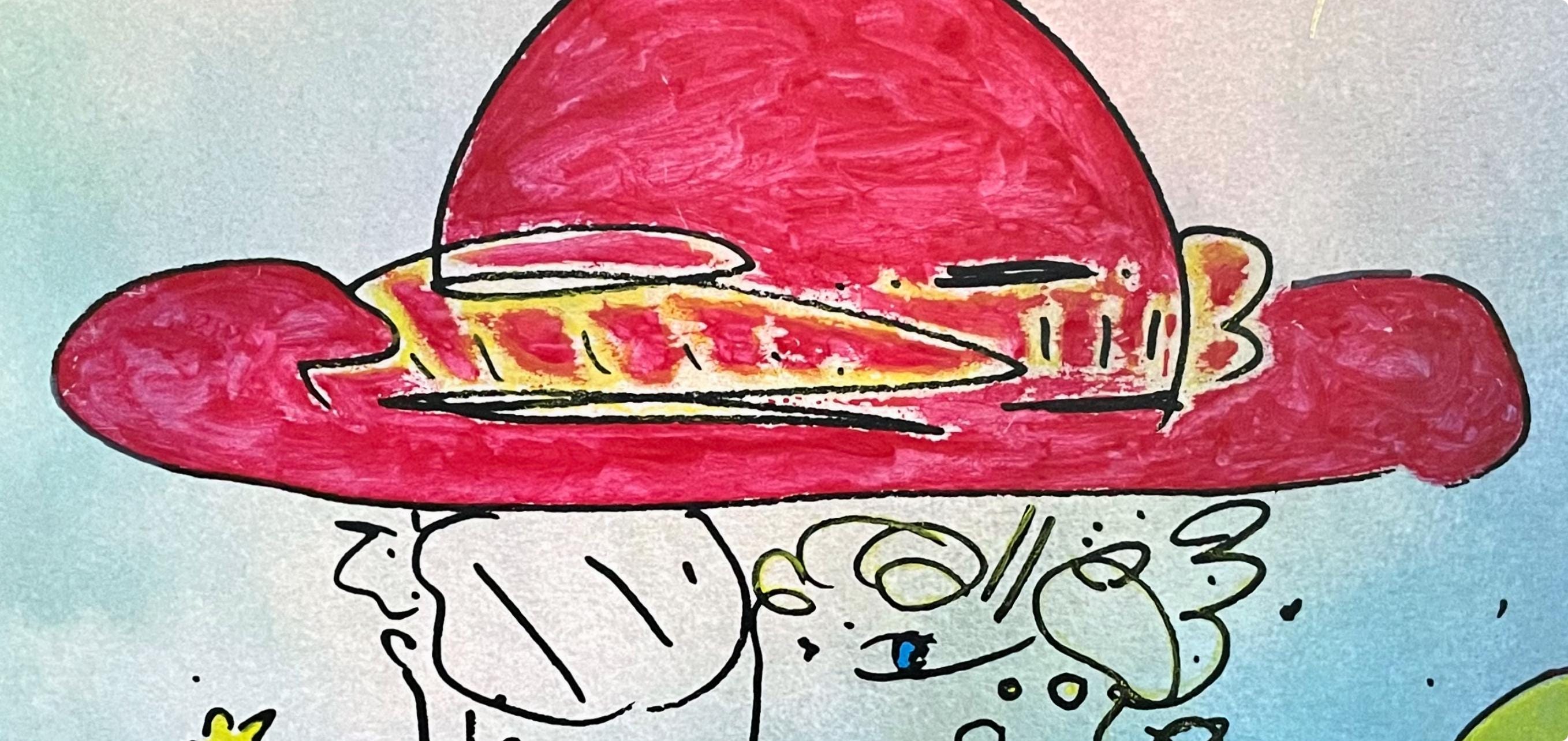 Peter Max, Zero Man/Lady Profile, Hand Signed, Mixed Media Watercolor and Silkscreen Painting
