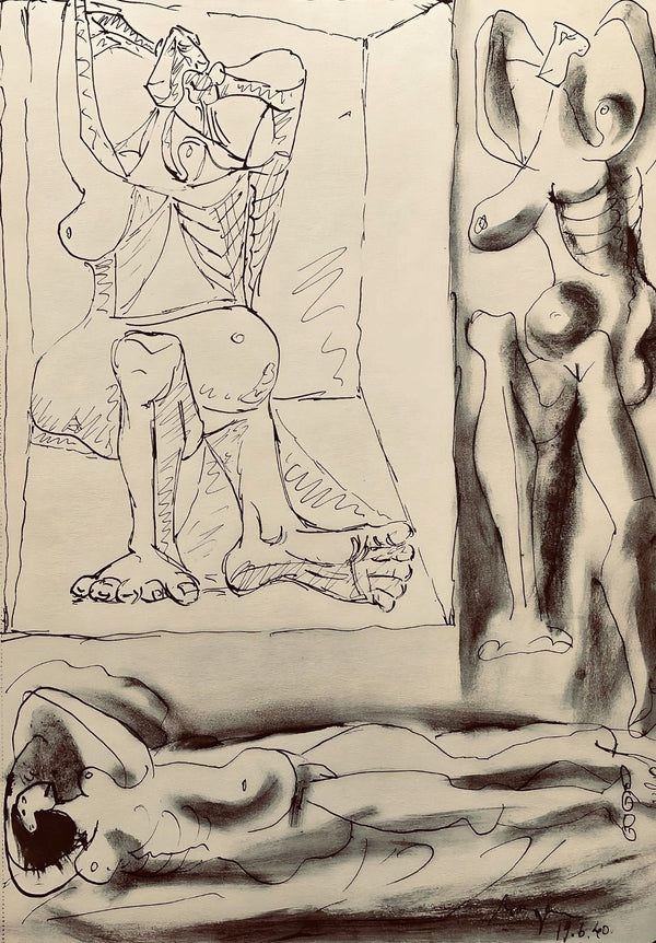 Pablo Picasso, Composition, Carnet de dessins de Picasso, Cahiers d’Art, Limited Edition Lithograph