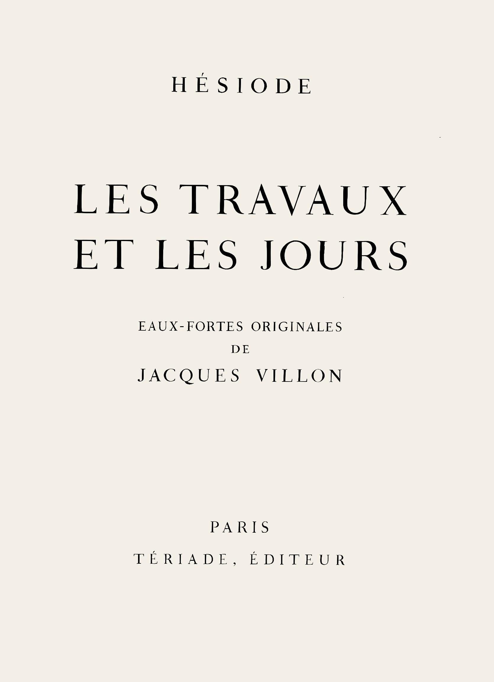 Jacques Villon, Composition (Ginestet/Pouillon 42-64), Hésiode, Les Travaux et les Jours, Limited Edition Etching