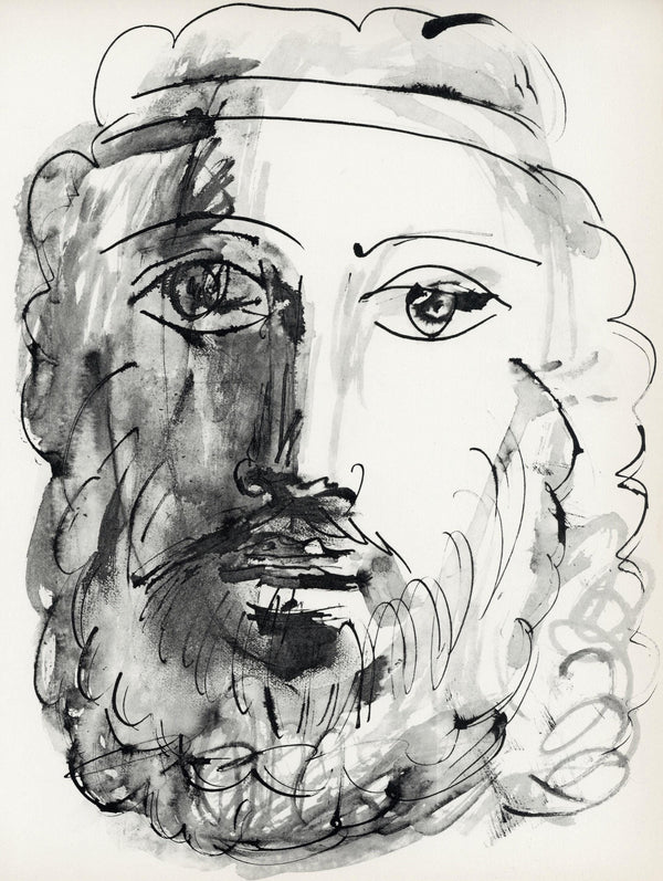 Pablo Picasso, Visage d'homme au bandeau (Cramer No. 84), 40 dessins de Picasso en marge du Buffon, Limited Edition Lithograph