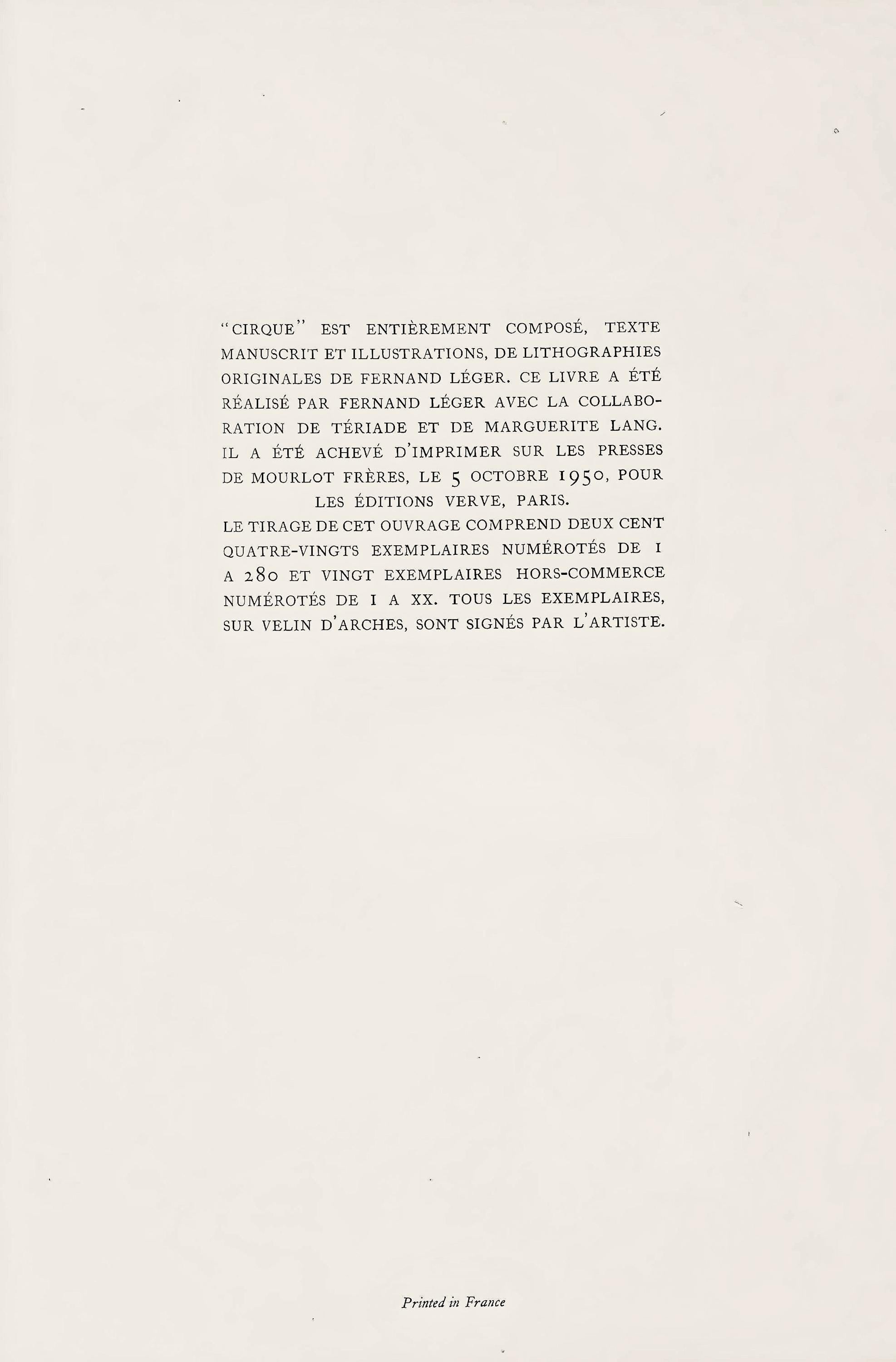 Fernand Léger, Composition, Cirque, Lithographies Originales, Limited Edition Lithograph