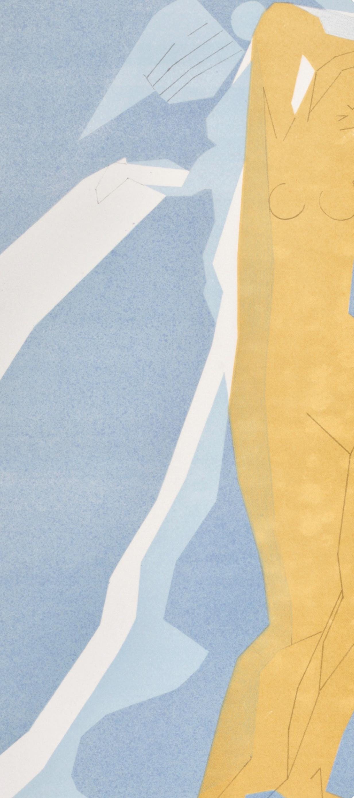 André Beaudin, Nu de femme en jaune et bleu, Regards sur Paris, Limited Edition Lithograph