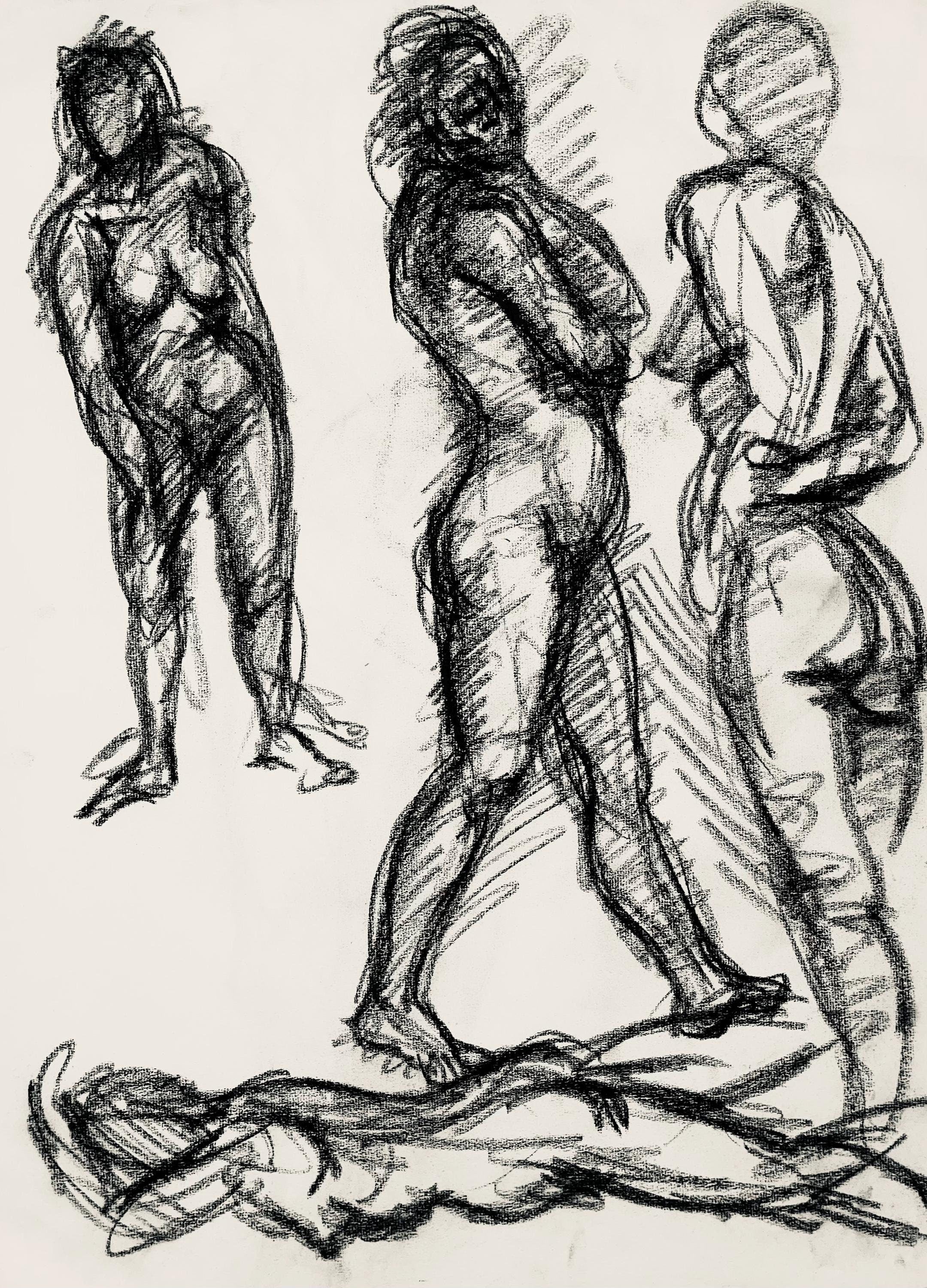 Ian Hornak, Renaissance Female Nude Figure Study, 1963, Original Drawing