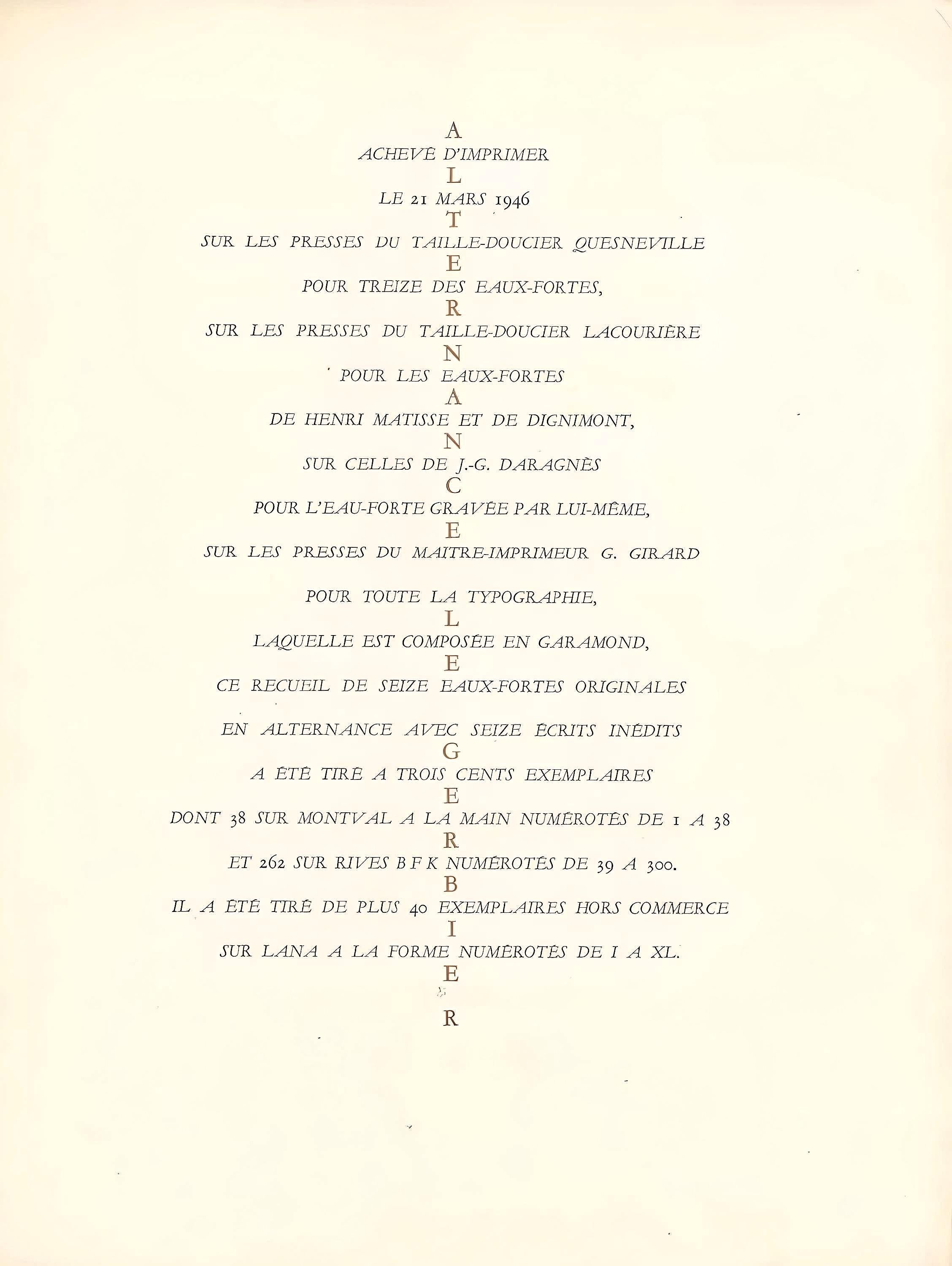 Henri Matisse, Masque de jeune garçon (Duthuit No 268), Alternance, Limited Edition Etching