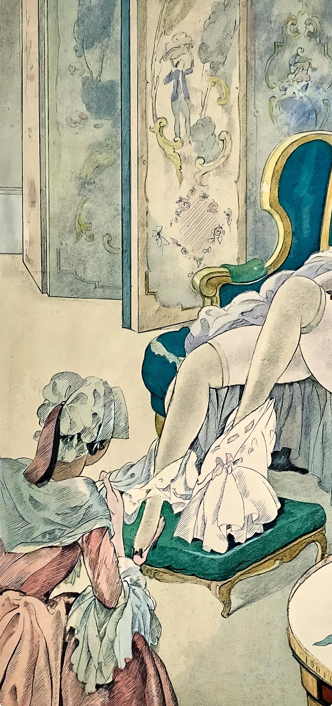 Umberto Brunelleschi, Composition, La Leçon d'amour dans un parc, Limited Edition Lithograph