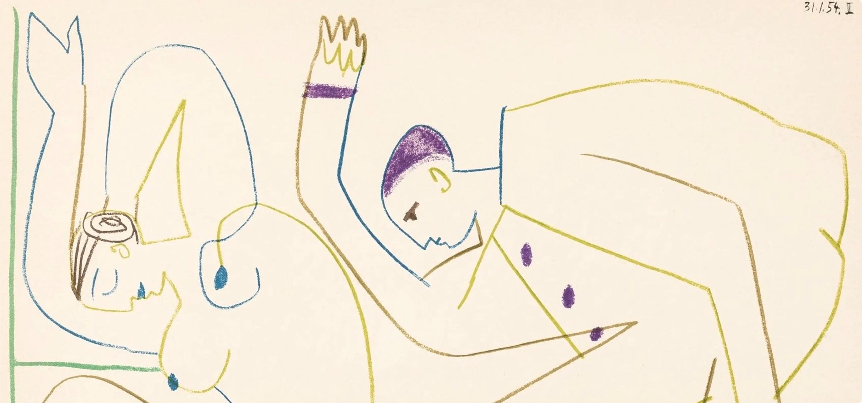 Pablo Picasso, Composition, Picasso and the Human Comedy, Verve: Revue Artistique et Littéraire, Limited Edition Lithograph