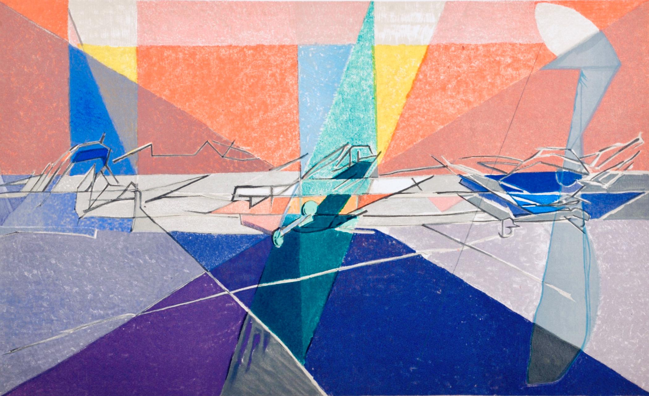 Jacques Villon, Composition (Ginestet/Pouillon 65-72), Jacques Villon, Huit lithographies, Limited Edition Lithograph