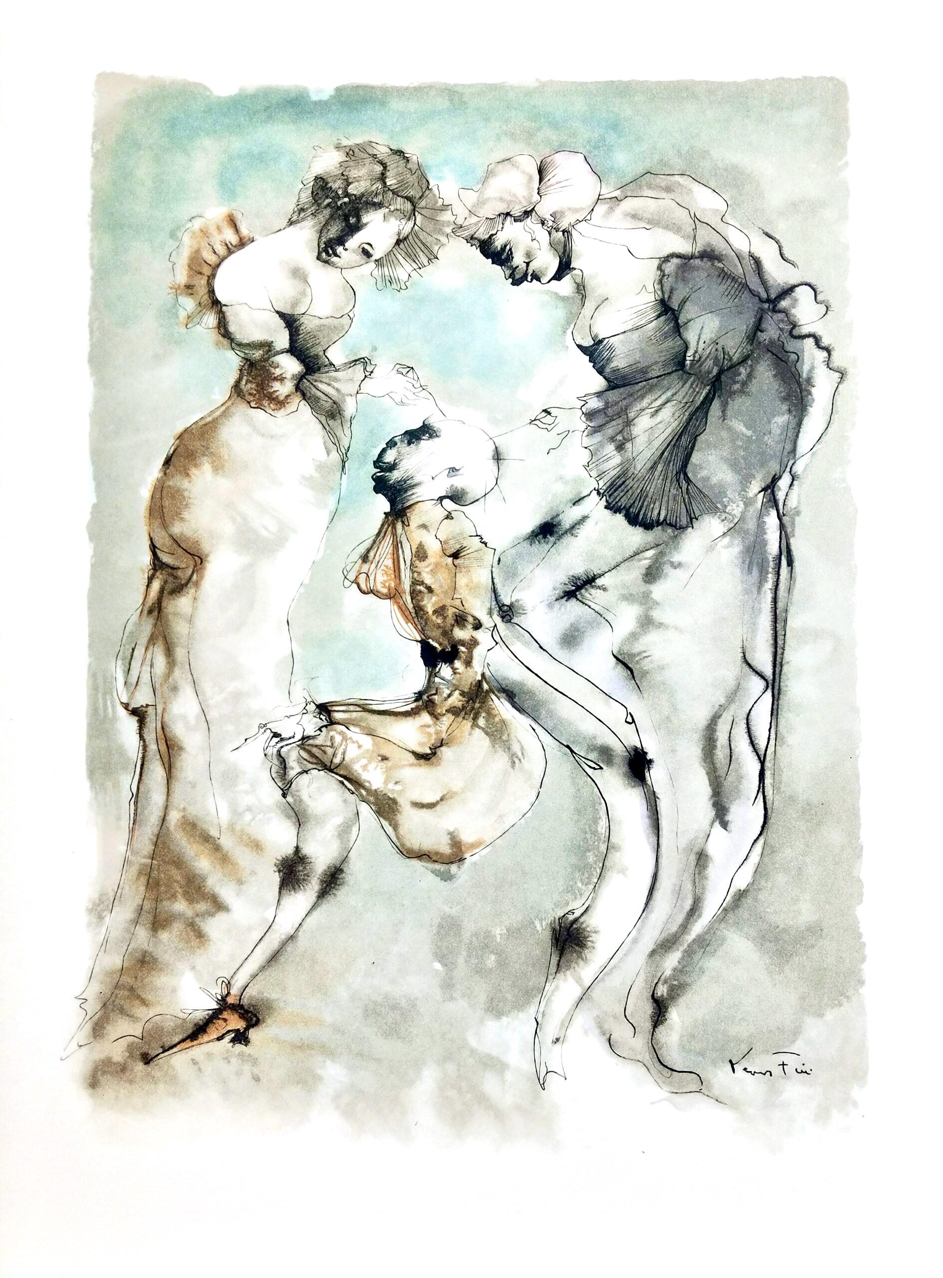 Léonor Fini, Les deux maitresses, Vingt fables de La fontaine, Limited Edition Woodcut