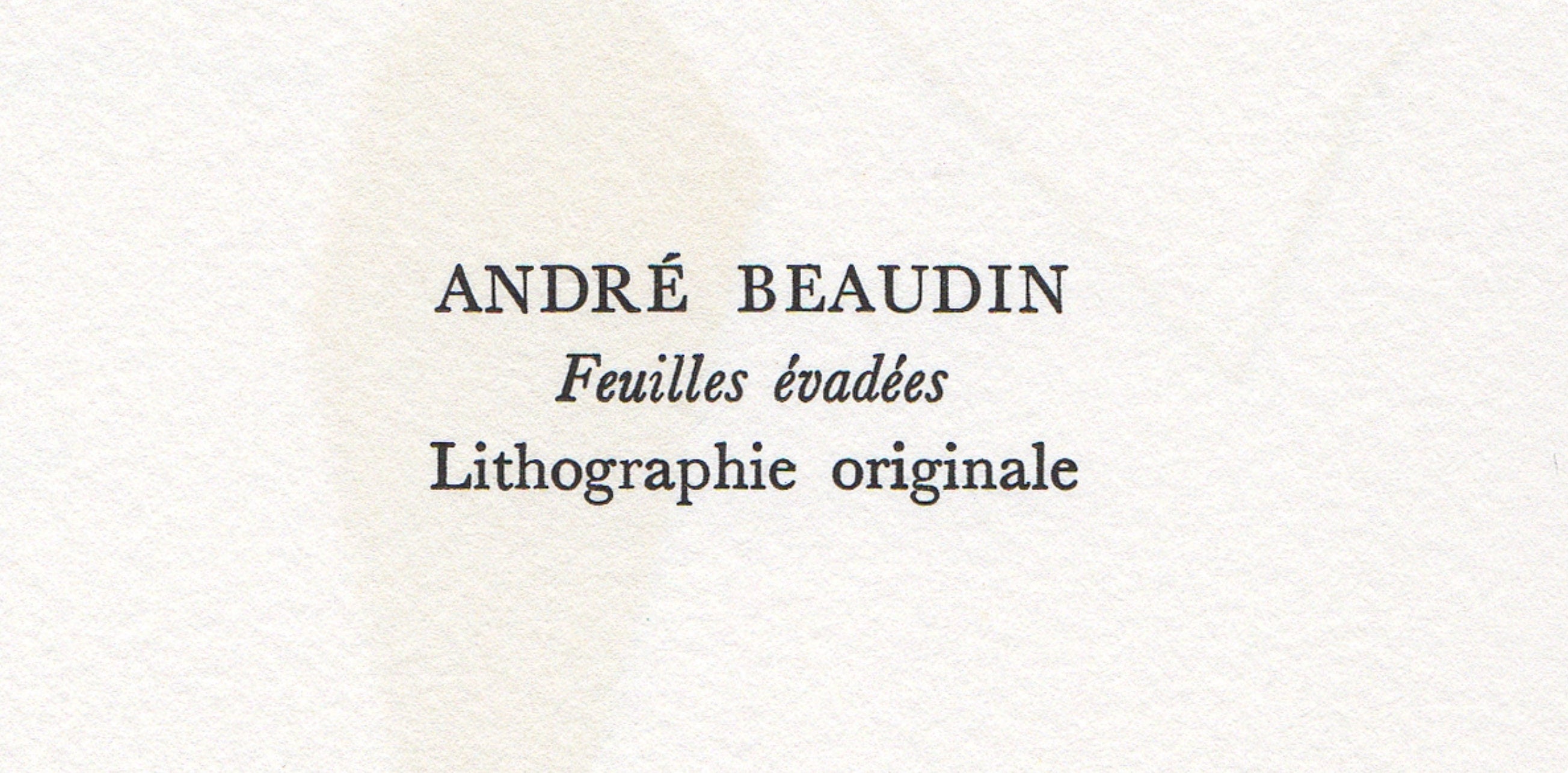 Andre Beaudin, Feuilles évadées, Souvenirs et portraits d'artistes, Limited Edition Lithograph