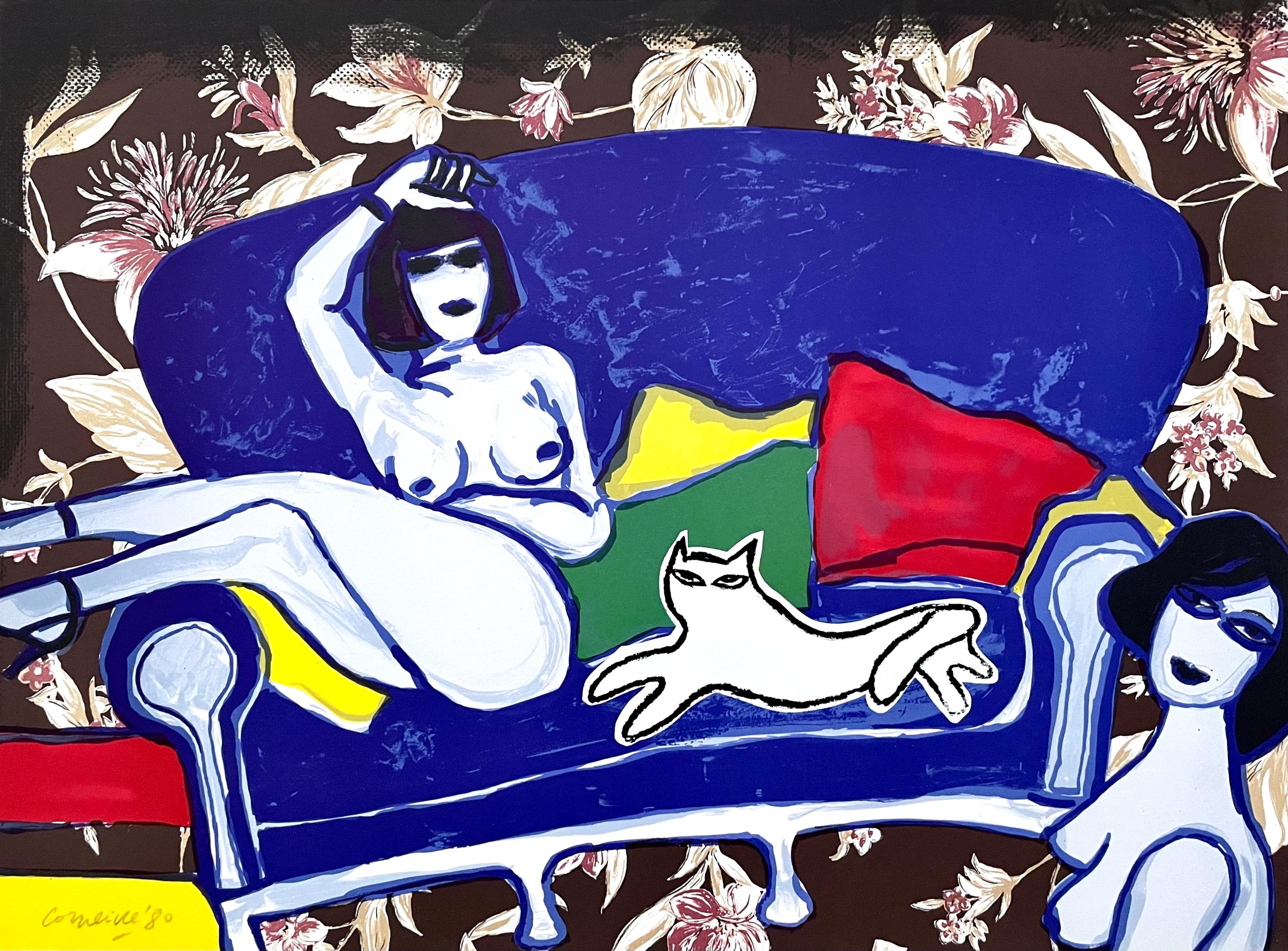Guillaume Cornelis van Beverloo, Corneille, Complicite with Pussycat, Limited Edition Lithograph